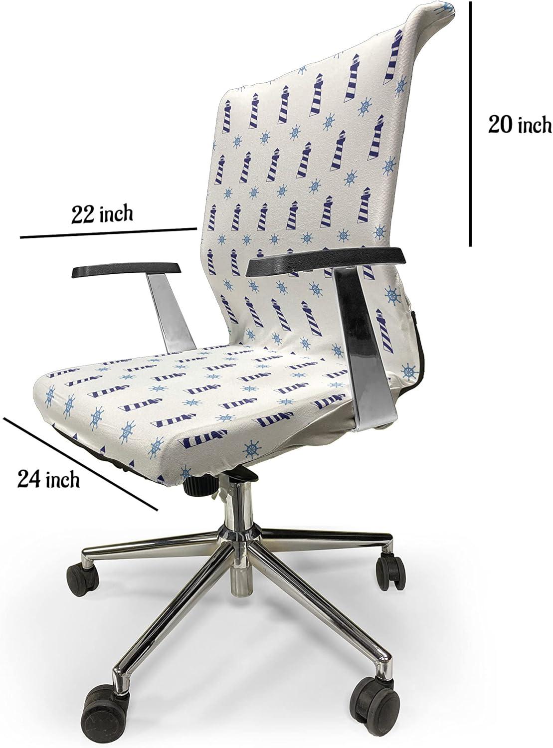 imageAmbesonne Christmas Office Chair Cover Colorful Christmas Balls Different Retro Pattern Holiday Celebration Stretchable Decorative Universal Size High Back Printed Slipcover Blue Grey Purple YellowPale Blue