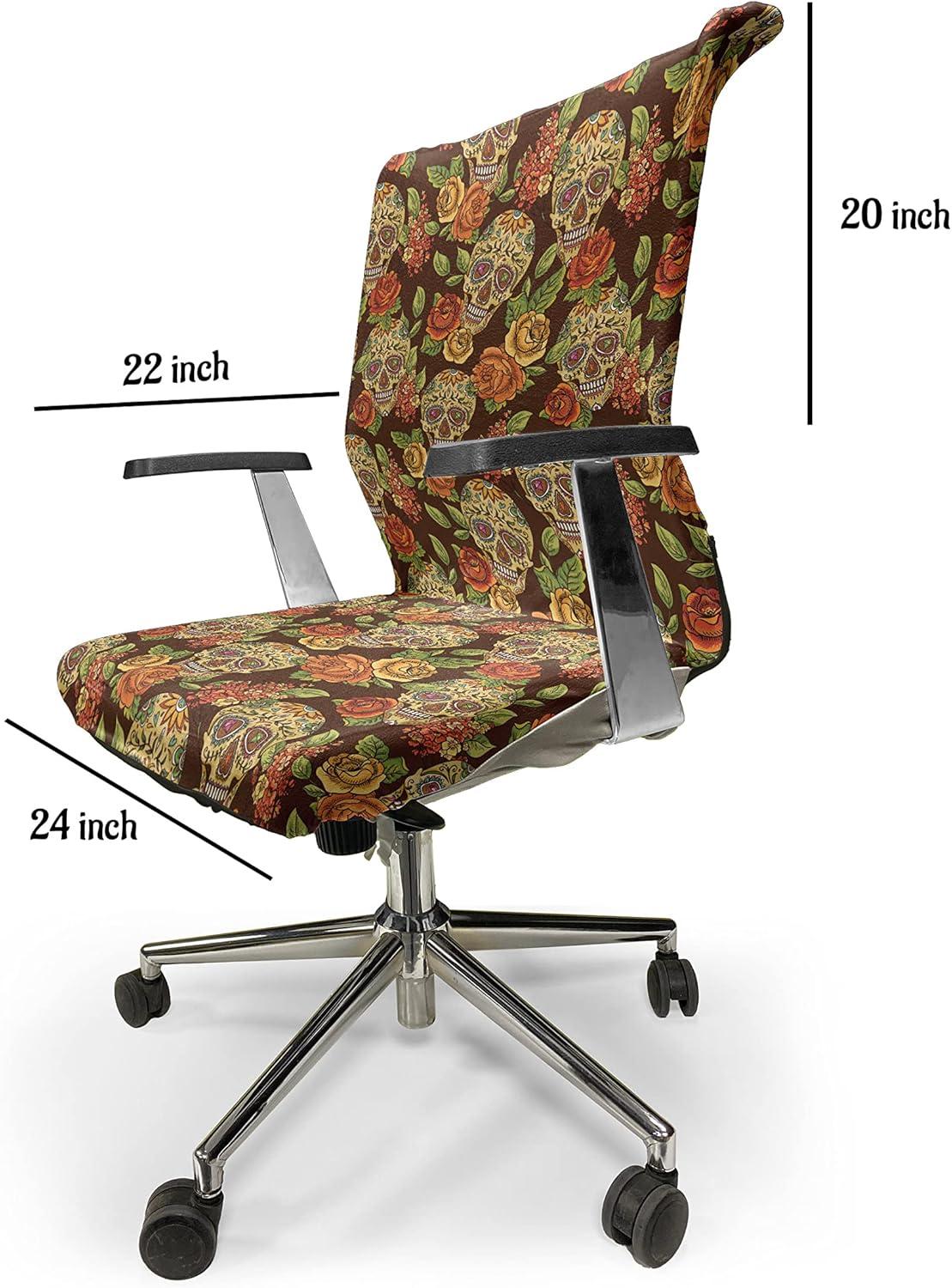 imageAmbesonne Christmas Office Chair Cover Colorful Christmas Balls Different Retro Pattern Holiday Celebration Stretchable Decorative Universal Size High Back Printed Slipcover Blue Grey Purple YellowPale Green Yellow Orange
