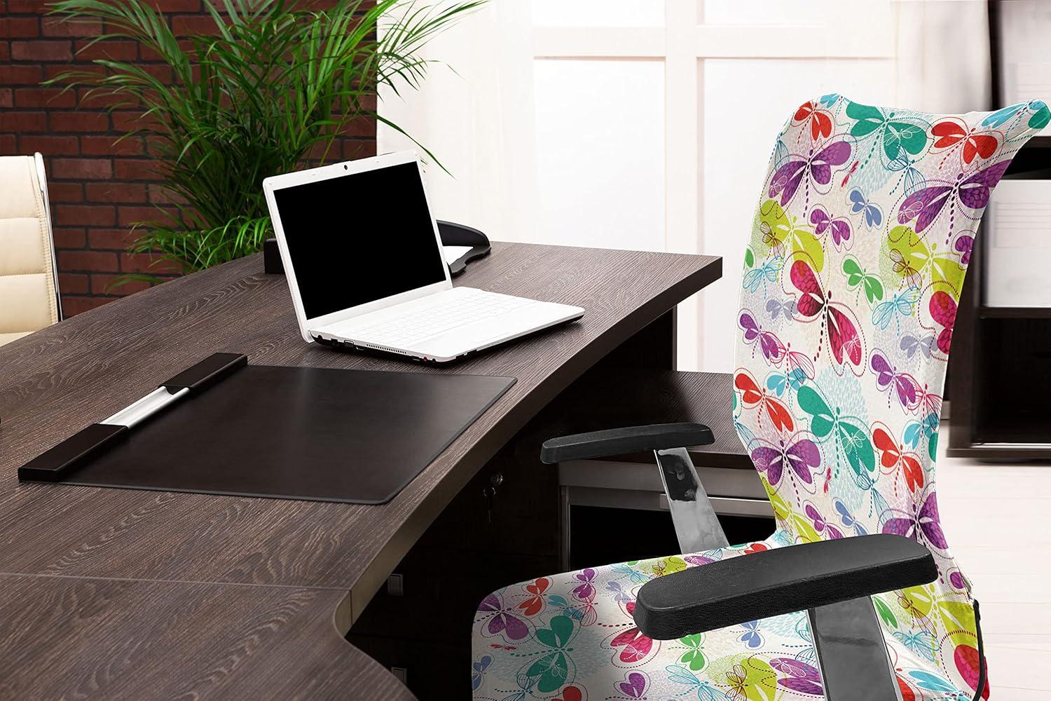 imageAmbesonne Christmas Office Chair Cover Colorful Christmas Balls Different Retro Pattern Holiday Celebration Stretchable Decorative Universal Size High Back Printed Slipcover Blue Grey Purple YellowPink Teal