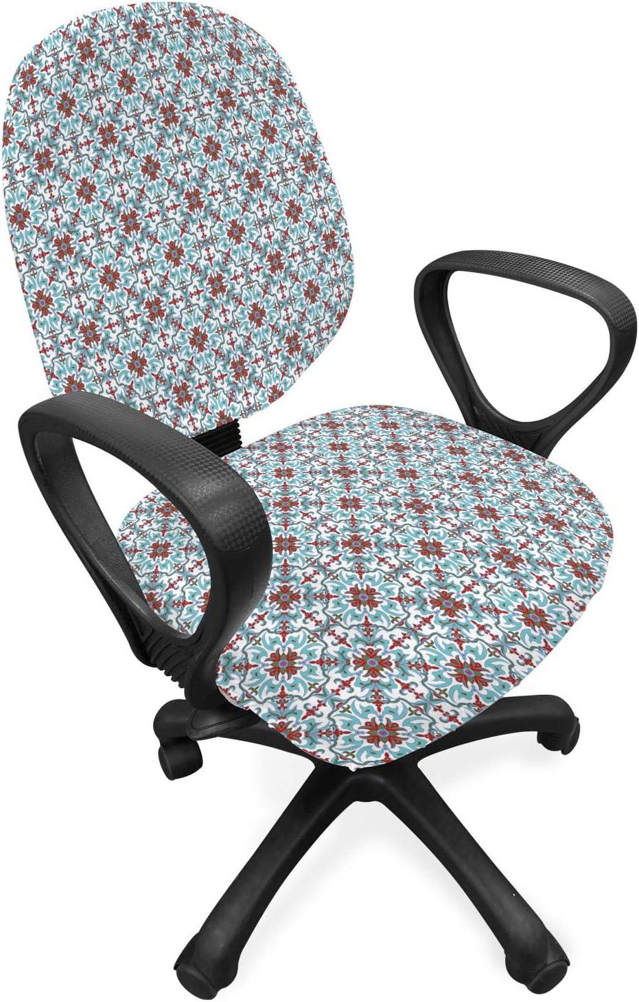 imageAmbesonne Christmas Office Chair Cover Colorful Christmas Balls Different Retro Pattern Holiday Celebration Stretchable Decorative Universal Size High Back Printed Slipcover Blue Grey Purple YellowBlue Green