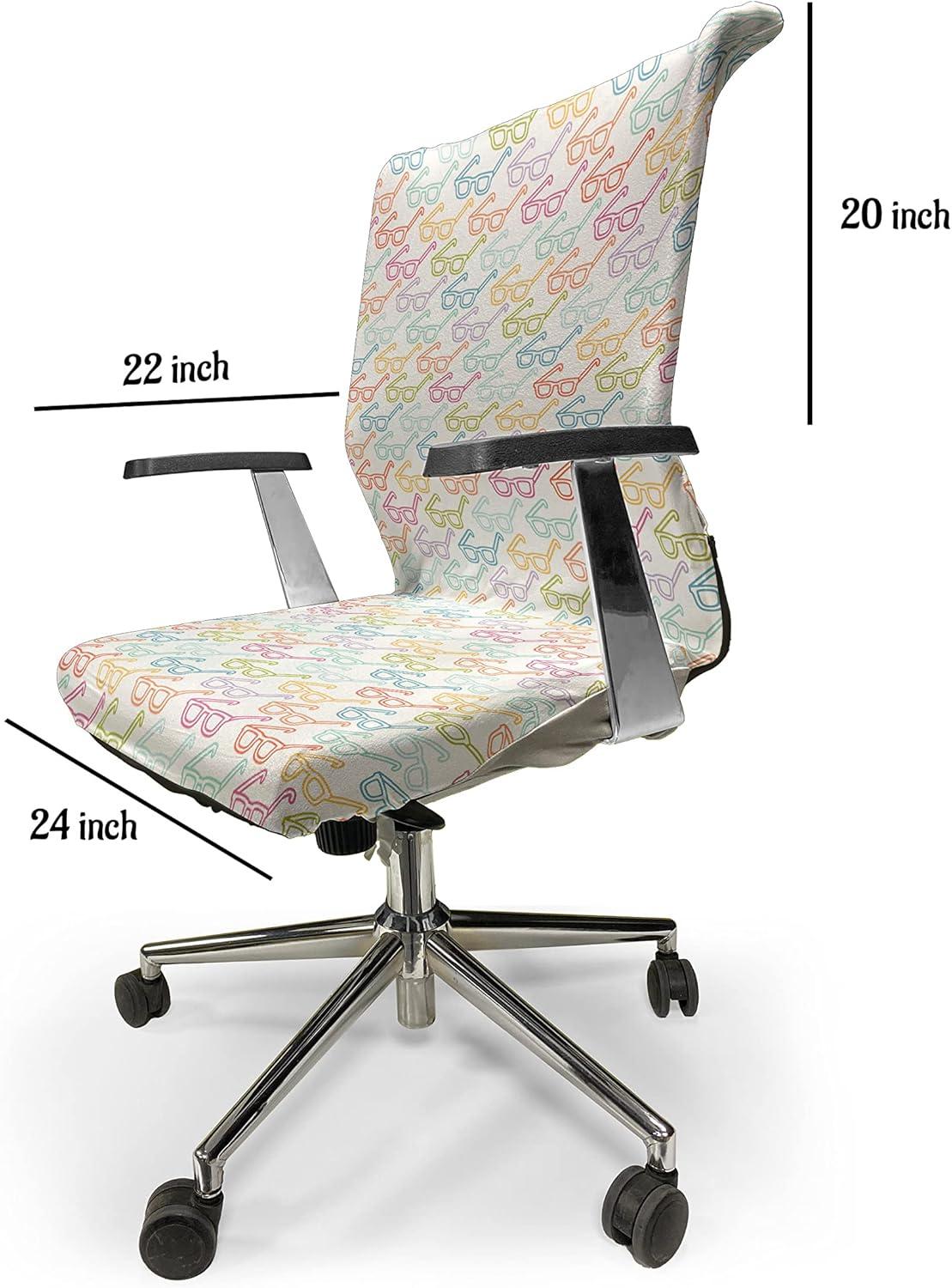 imageAmbesonne Christmas Office Chair Cover Colorful Christmas Balls Different Retro Pattern Holiday Celebration Stretchable Decorative Universal Size High Back Printed Slipcover Blue Grey Purple YellowOff White