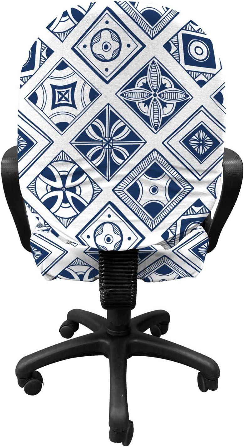 imageAmbesonne Christmas Office Chair Cover Colorful Christmas Balls Different Retro Pattern Holiday Celebration Stretchable Decorative Universal Size High Back Printed Slipcover Blue Grey Purple YellowWhite Blue