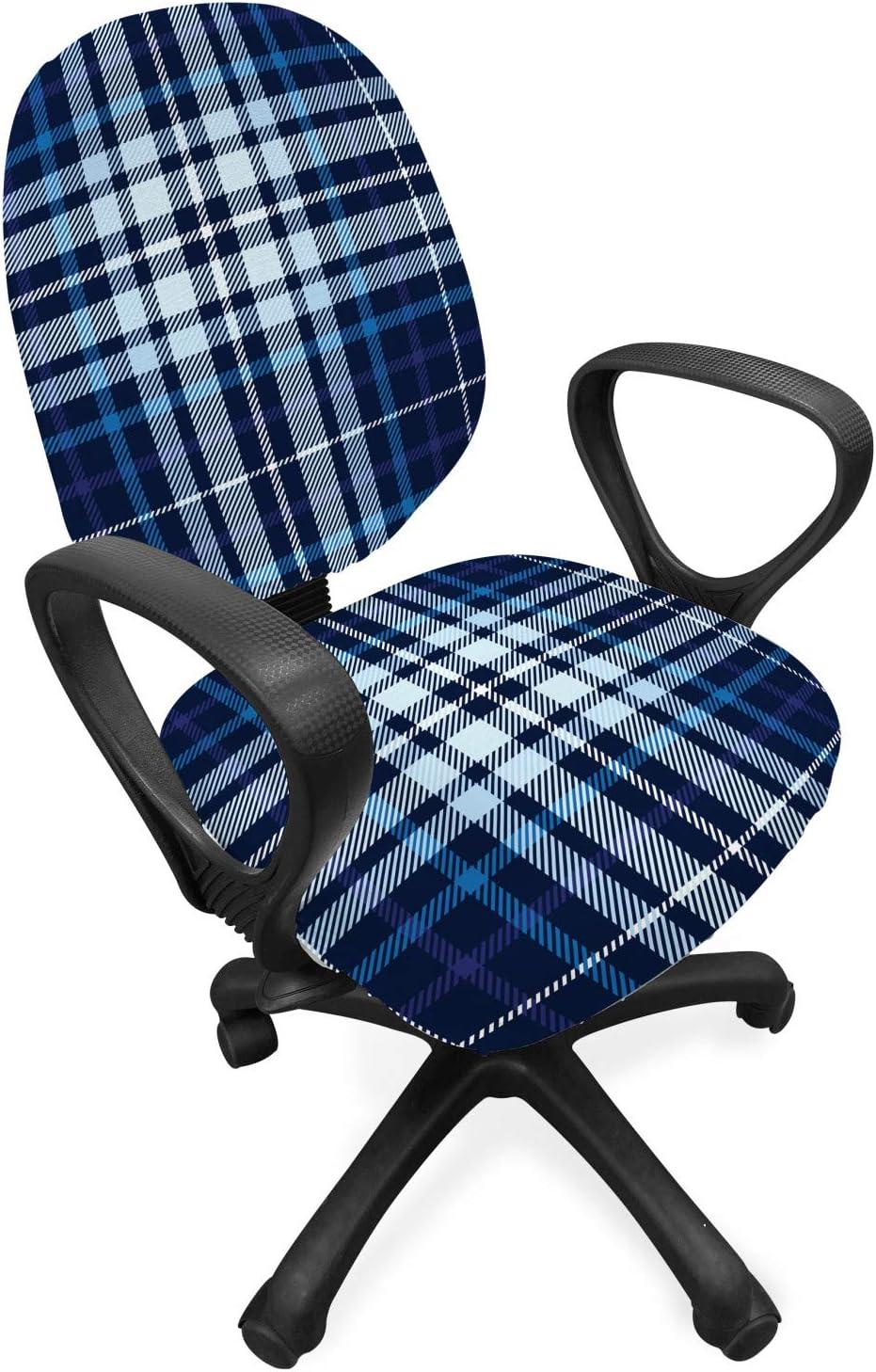 imageAmbesonne Christmas Office Chair Cover Colorful Christmas Balls Different Retro Pattern Holiday Celebration Stretchable Decorative Universal Size High Back Printed Slipcover Blue Grey Purple YellowSea Blue