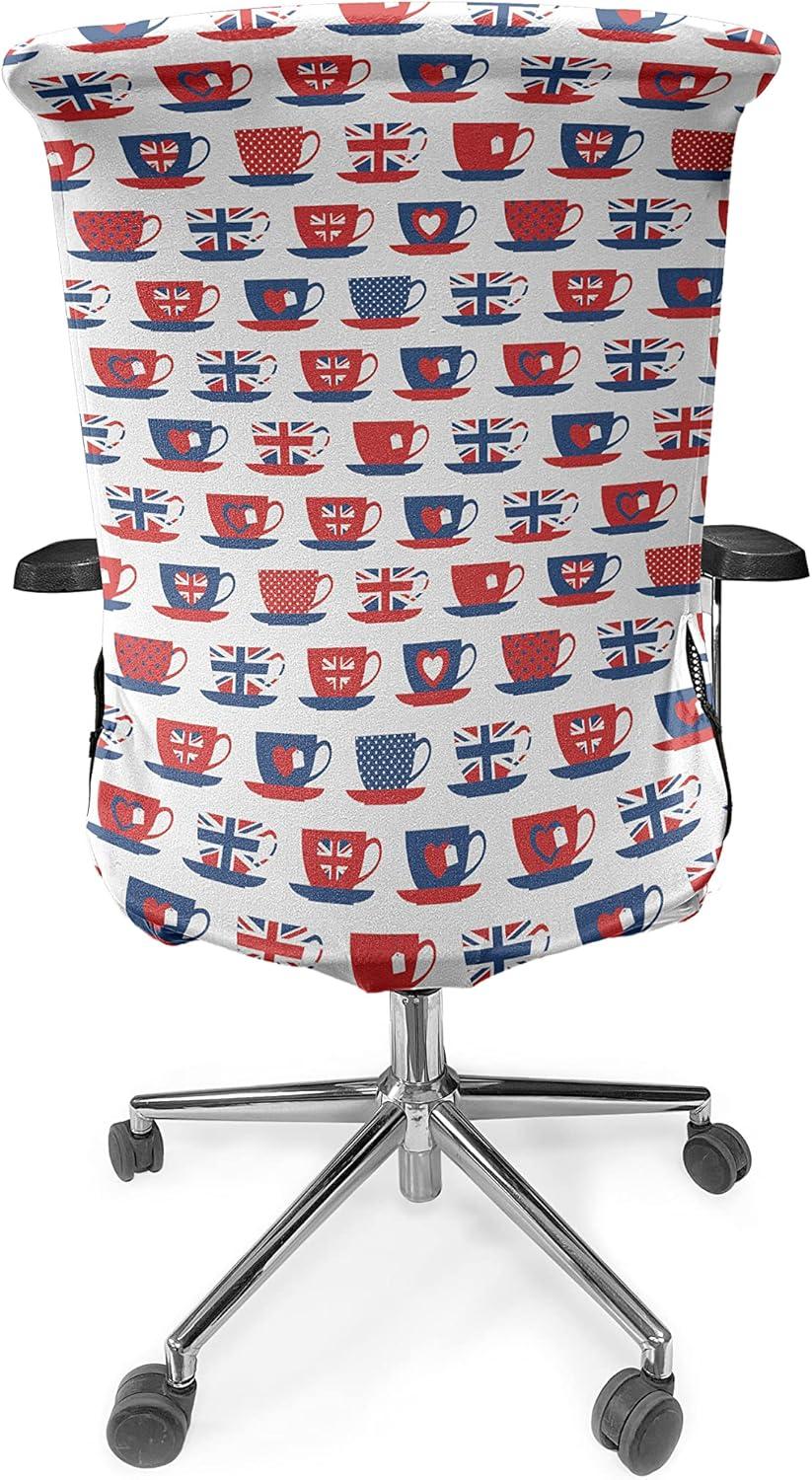 imageAmbesonne Christmas Office Chair Cover Colorful Christmas Balls Different Retro Pattern Holiday Celebration Stretchable Decorative Universal Size High Back Printed Slipcover Blue Grey Purple YellowNight Blue