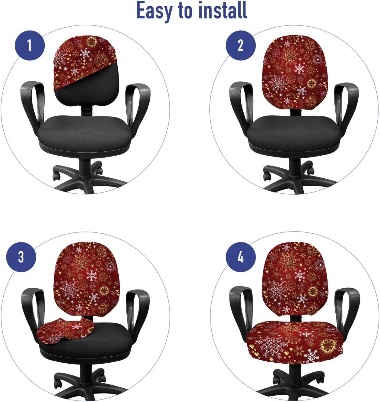 imageAmbesonne Christmas Office Chair Cover Colorful Christmas Balls Different Retro Pattern Holiday Celebration Stretchable Decorative Universal Size High Back Printed Slipcover Blue Grey Purple YellowVermilion Yellow
