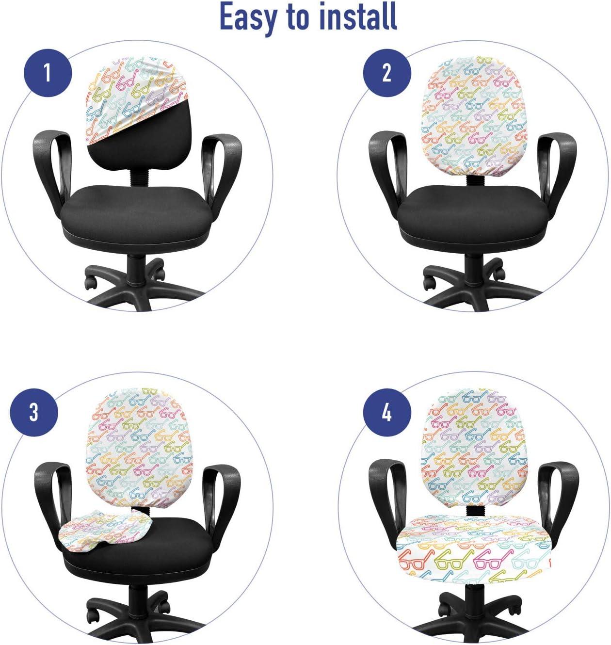 imageAmbesonne Christmas Office Chair Cover Colorful Christmas Balls Different Retro Pattern Holiday Celebration Stretchable Decorative Universal Size High Back Printed Slipcover Blue Grey Purple YellowOff White