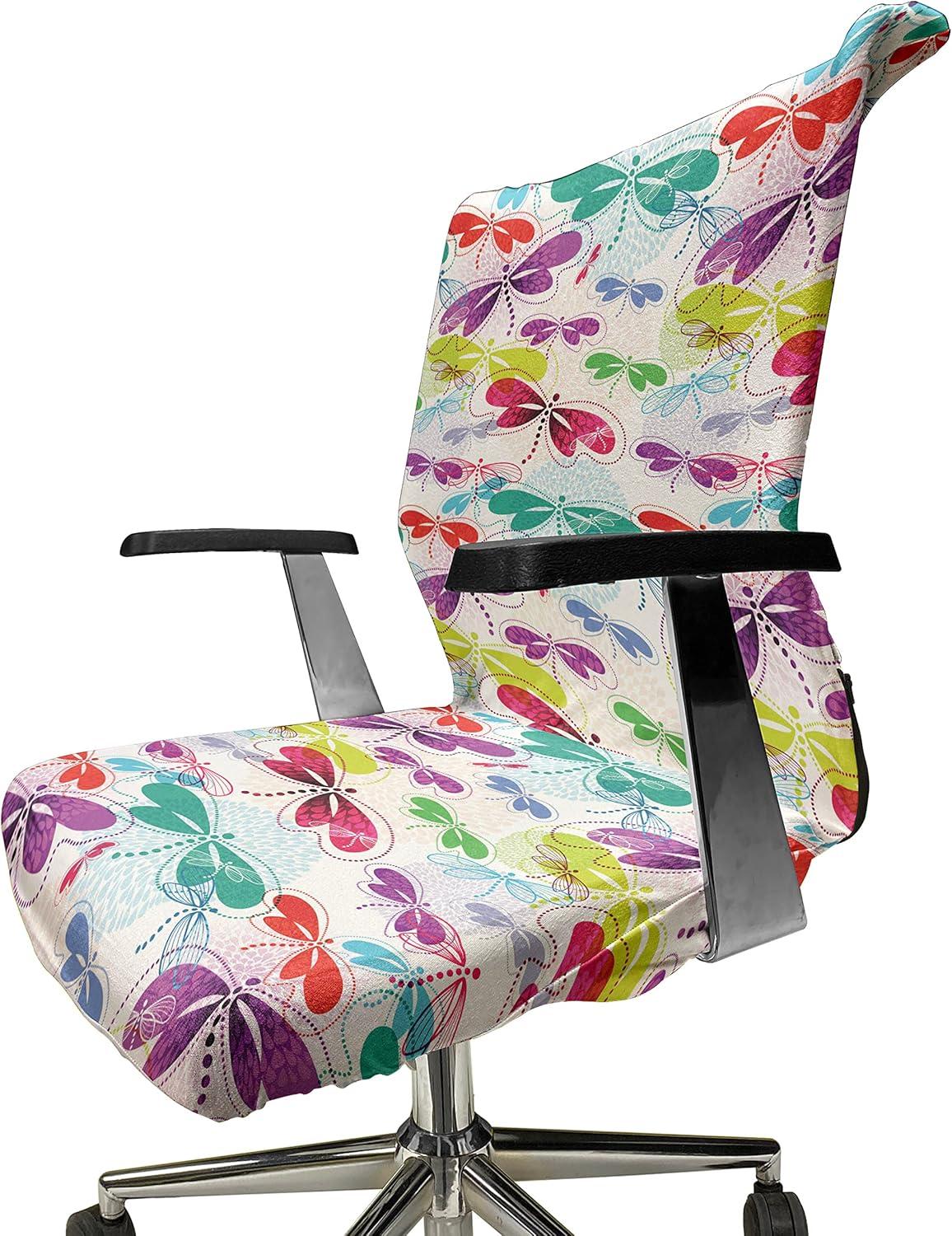 imageAmbesonne Christmas Office Chair Cover Colorful Christmas Balls Different Retro Pattern Holiday Celebration Stretchable Decorative Universal Size High Back Printed Slipcover Blue Grey Purple YellowPink Teal