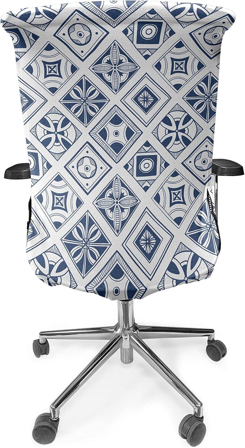imageAmbesonne Christmas Office Chair Cover Colorful Christmas Balls Different Retro Pattern Holiday Celebration Stretchable Decorative Universal Size High Back Printed Slipcover Blue Grey Purple YellowWhite Blue