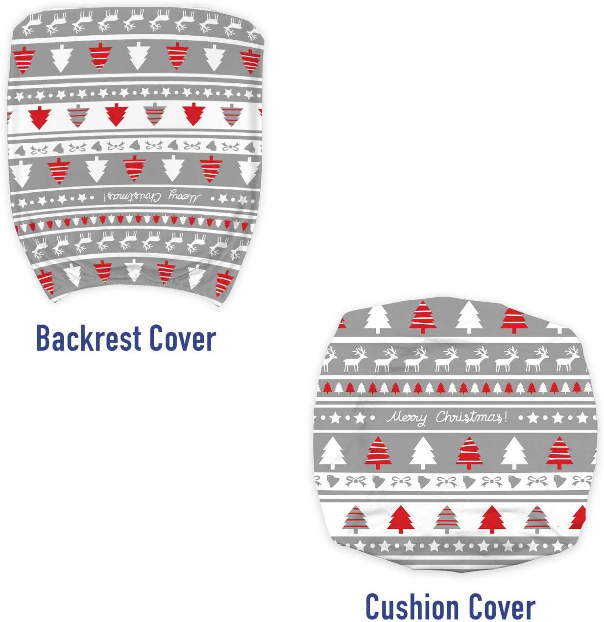 imageAmbesonne Christmas Office Chair Cover Colorful Christmas Balls Different Retro Pattern Holiday Celebration Stretchable Decorative Universal Size High Back Printed Slipcover Blue Grey Purple YellowGrey White and Red
