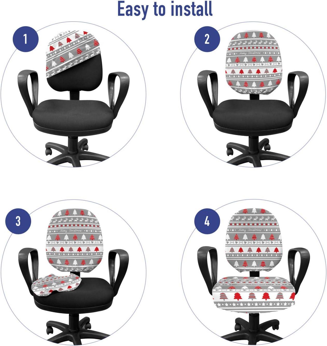 imageAmbesonne Christmas Office Chair Cover Colorful Christmas Balls Different Retro Pattern Holiday Celebration Stretchable Decorative Universal Size High Back Printed Slipcover Blue Grey Purple YellowGrey White and Red