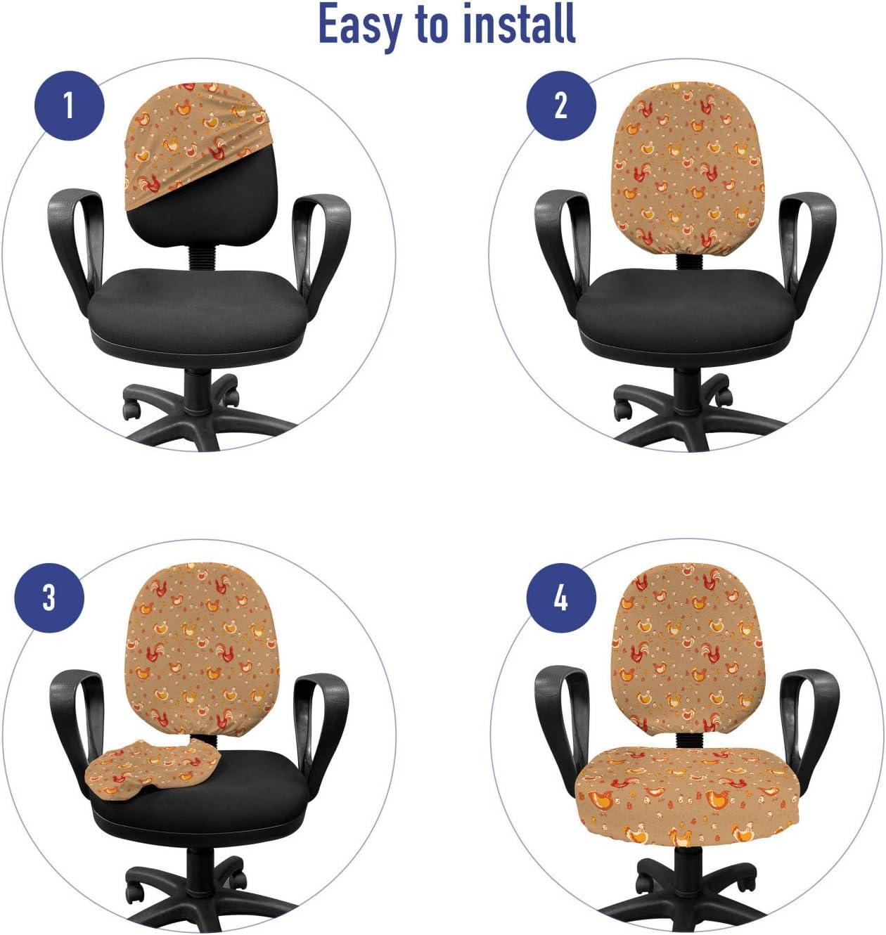 imageAmbesonne Christmas Office Chair Cover Colorful Christmas Balls Different Retro Pattern Holiday Celebration Stretchable Decorative Universal Size High Back Printed Slipcover Blue Grey Purple YellowCamel Vermilion