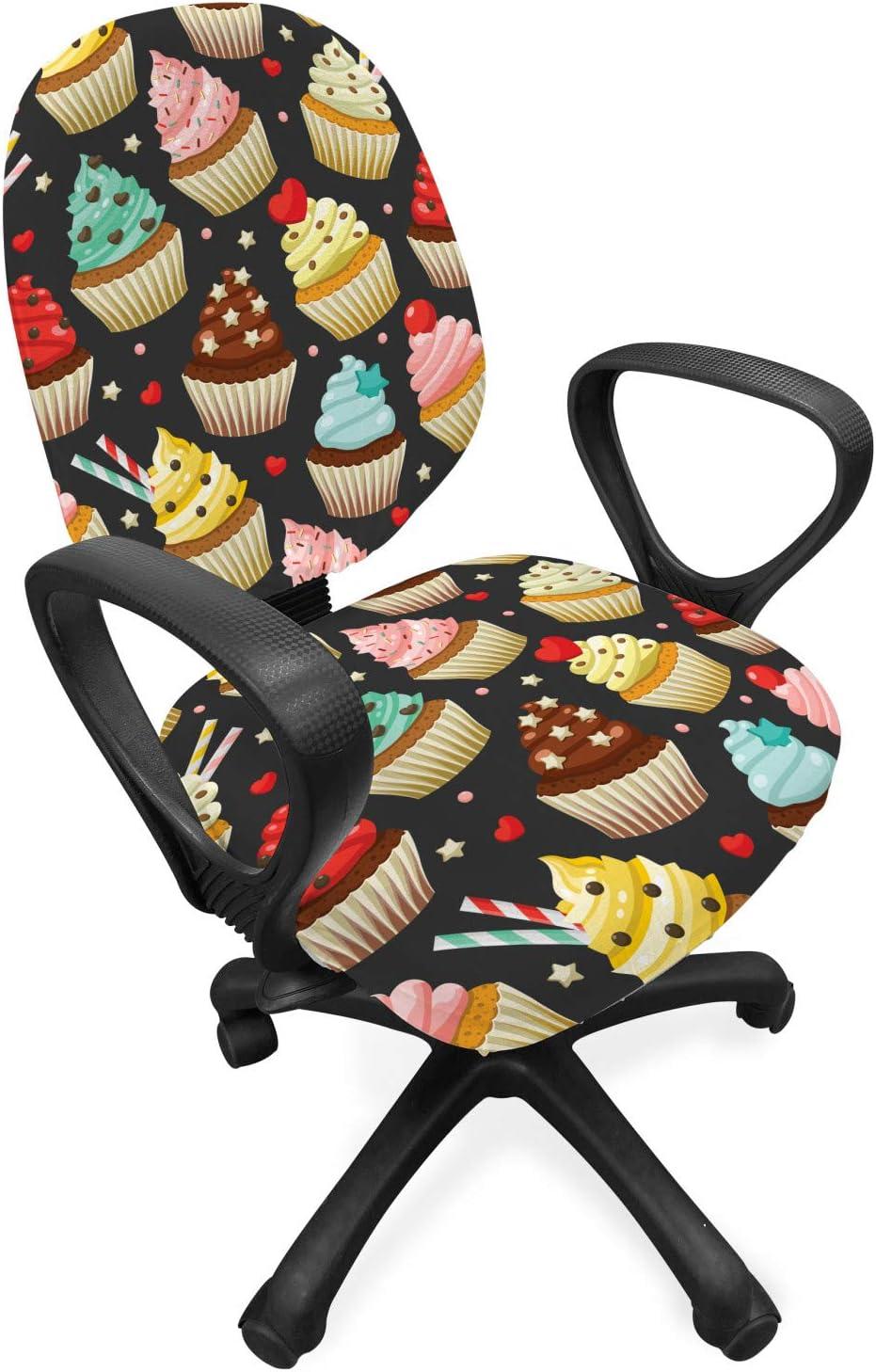 imageAmbesonne Christmas Office Chair Cover Colorful Christmas Balls Different Retro Pattern Holiday Celebration Stretchable Decorative Universal Size High Back Printed Slipcover Blue Grey Purple YellowGrey Red