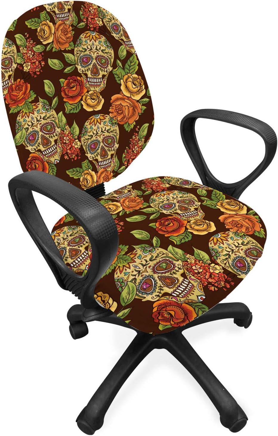 imageAmbesonne Christmas Office Chair Cover Colorful Christmas Balls Different Retro Pattern Holiday Celebration Stretchable Decorative Universal Size High Back Printed Slipcover Blue Grey Purple YellowPale Green Yellow Orange