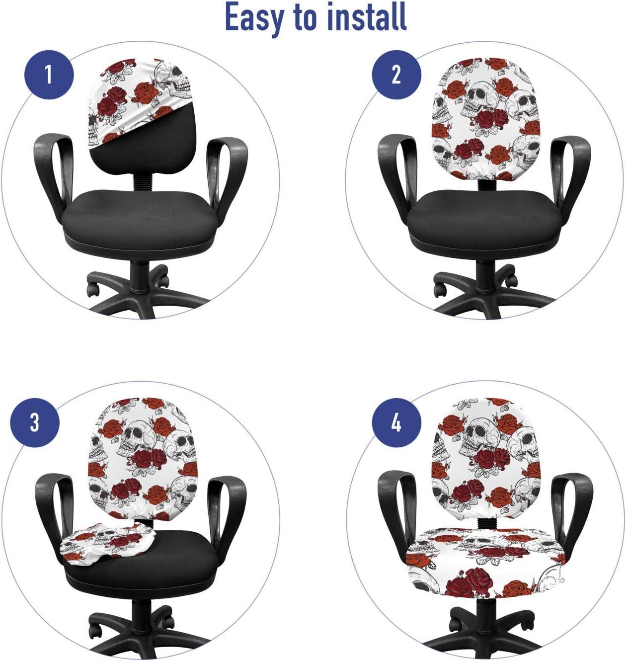 imageAmbesonne Christmas Office Chair Cover Colorful Christmas Balls Different Retro Pattern Holiday Celebration Stretchable Decorative Universal Size High Back Printed Slipcover Blue Grey Purple YellowGrey