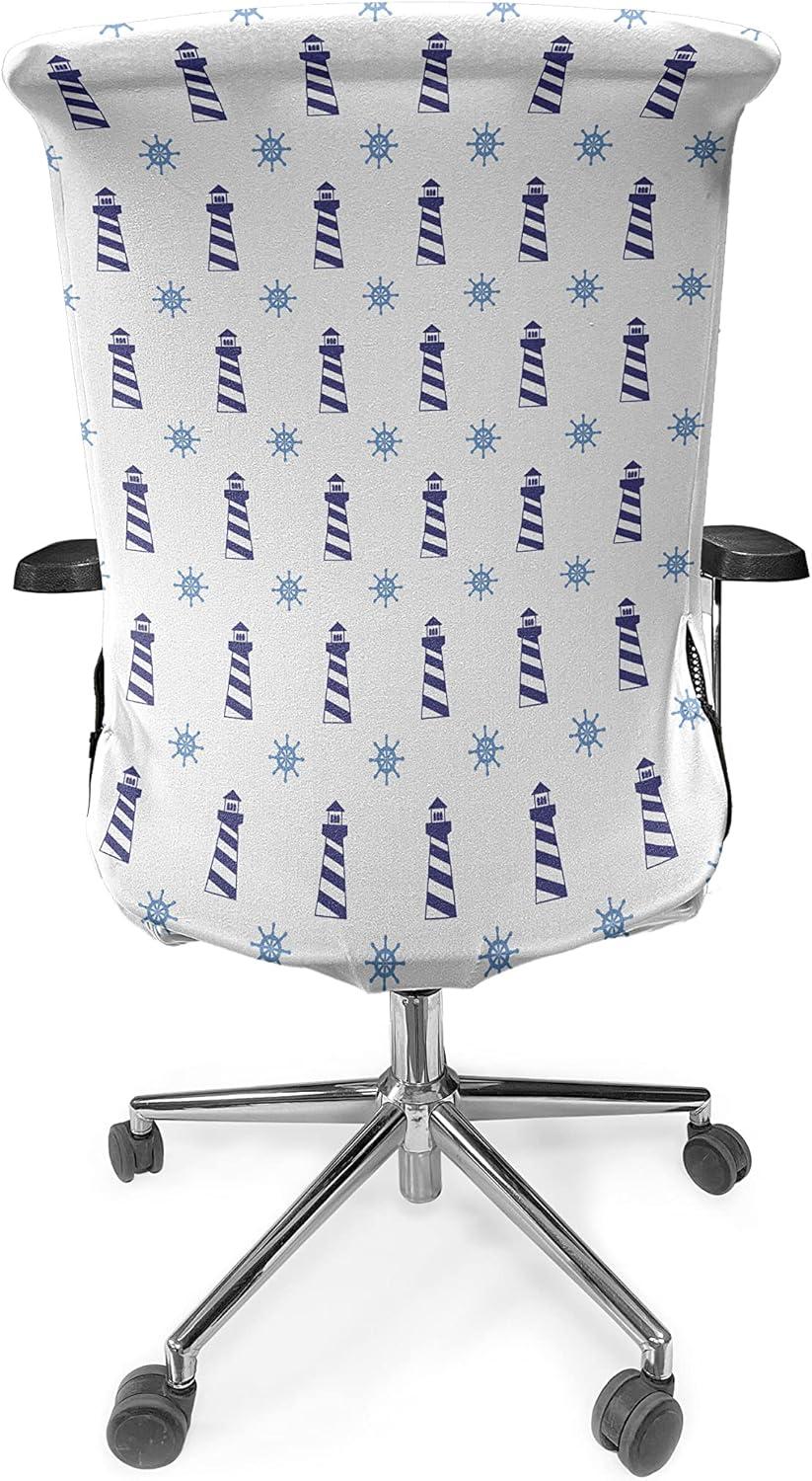 imageAmbesonne Christmas Office Chair Cover Colorful Christmas Balls Different Retro Pattern Holiday Celebration Stretchable Decorative Universal Size High Back Printed Slipcover Blue Grey Purple YellowPale Blue