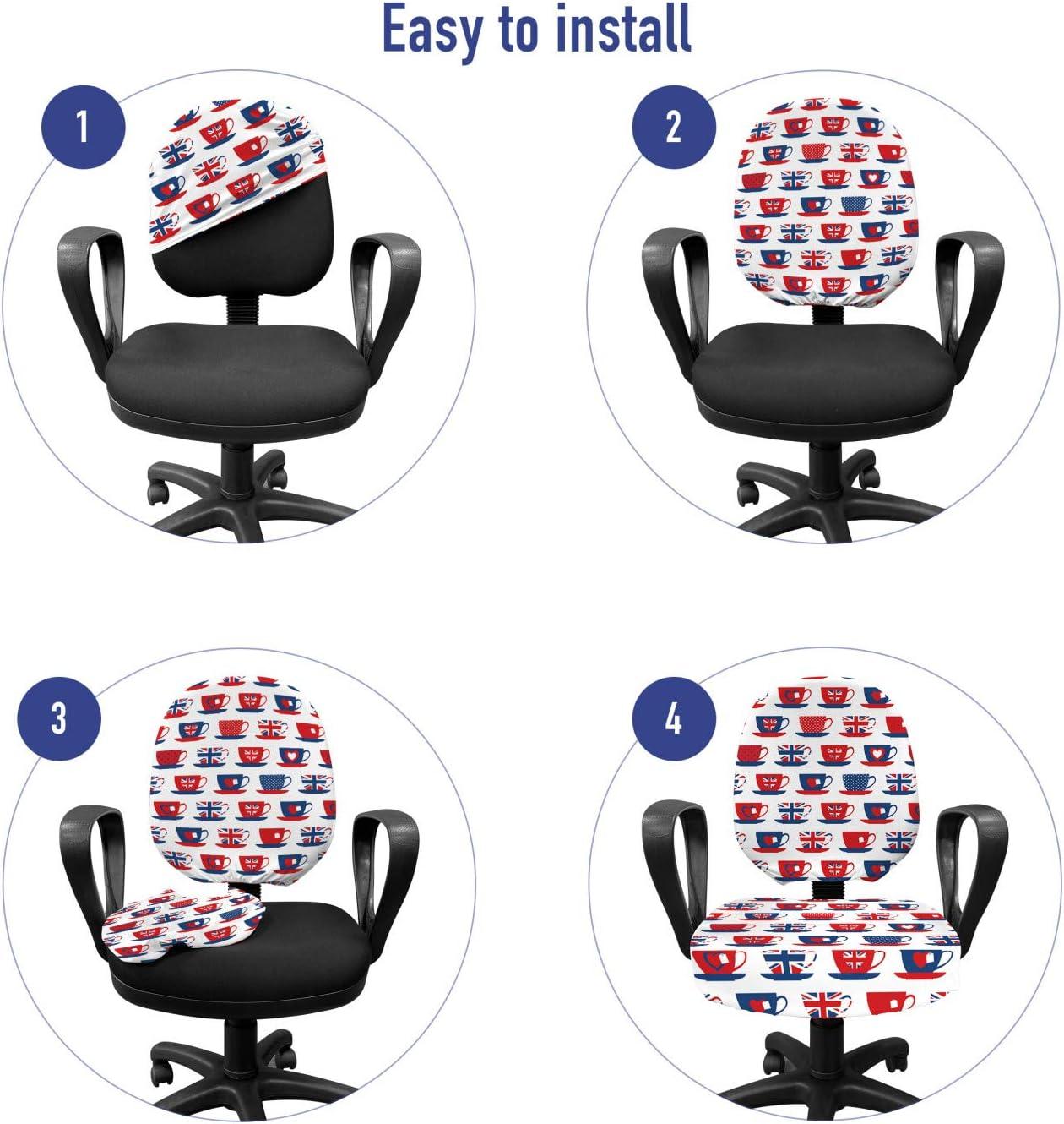 imageAmbesonne Christmas Office Chair Cover Colorful Christmas Balls Different Retro Pattern Holiday Celebration Stretchable Decorative Universal Size High Back Printed Slipcover Blue Grey Purple YellowNight Blue