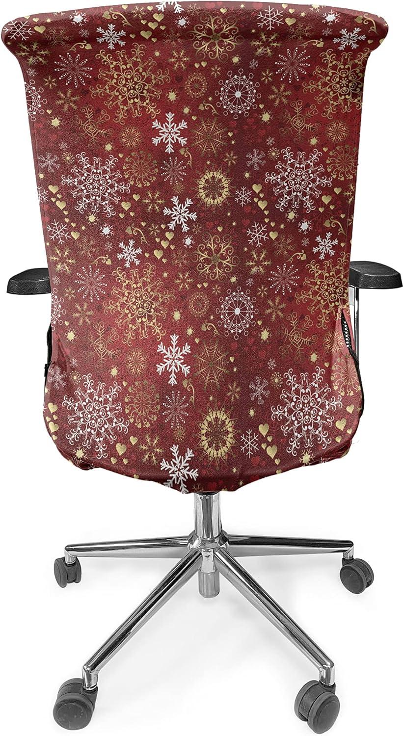 imageAmbesonne Christmas Office Chair Cover Colorful Christmas Balls Different Retro Pattern Holiday Celebration Stretchable Decorative Universal Size High Back Printed Slipcover Blue Grey Purple YellowVermilion Yellow