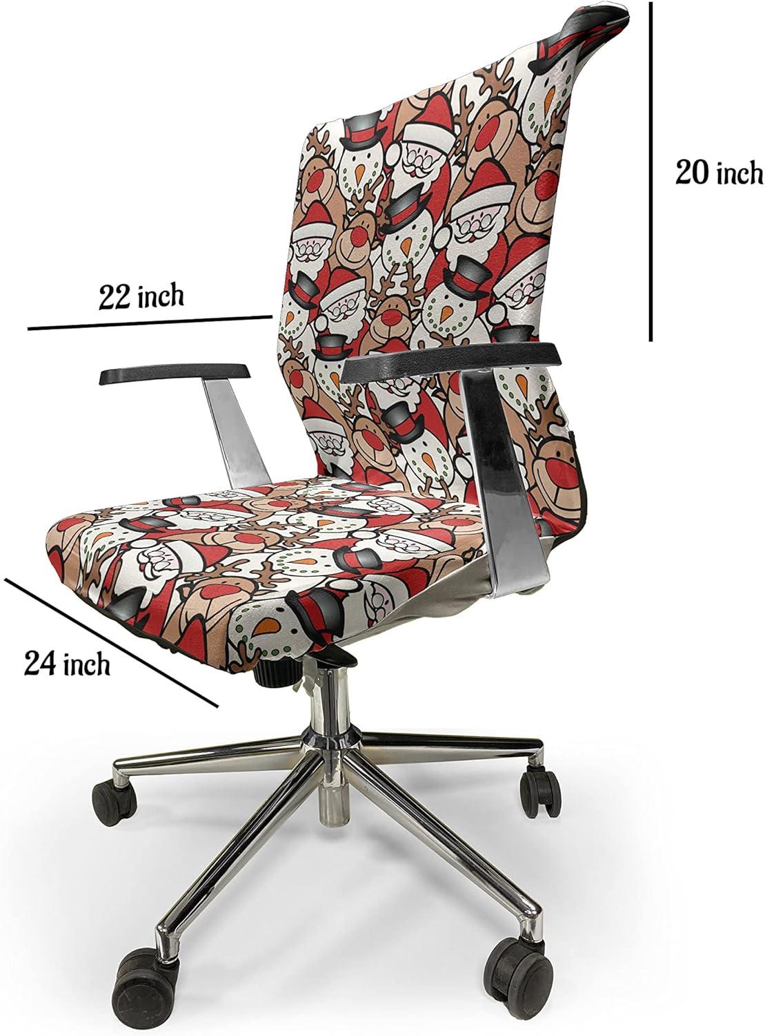 imageAmbesonne Christmas Office Chair Cover Colorful Christmas Balls Different Retro Pattern Holiday Celebration Stretchable Decorative Universal Size High Back Printed Slipcover Blue Grey Purple YellowPale Brown White and Red