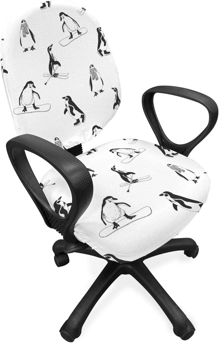 imageAmbesonne Christmas Office Chair Cover Colorful Christmas Balls Different Retro Pattern Holiday Celebration Stretchable Decorative Universal Size High Back Printed Slipcover Blue Grey Purple YellowWhite Black