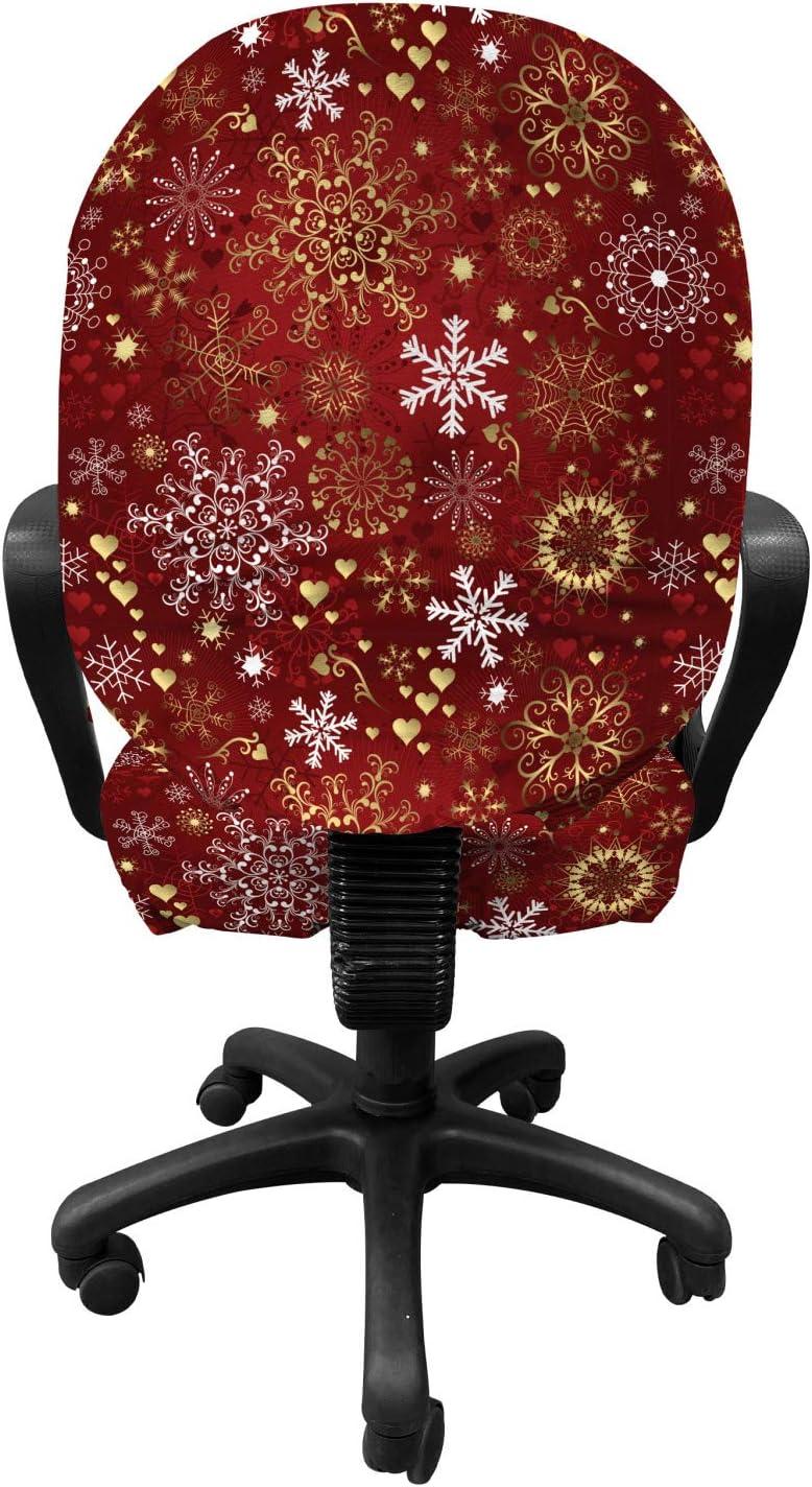 imageAmbesonne Christmas Office Chair Cover Colorful Christmas Balls Different Retro Pattern Holiday Celebration Stretchable Decorative Universal Size High Back Printed Slipcover Blue Grey Purple YellowVermilion Yellow