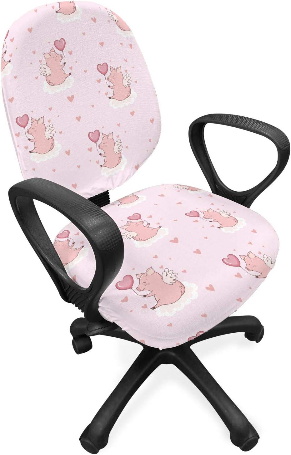 imageAmbesonne Christmas Office Chair Cover Colorful Christmas Balls Different Retro Pattern Holiday Celebration Stretchable Decorative Universal Size High Back Printed Slipcover Blue Grey Purple YellowPink Rose