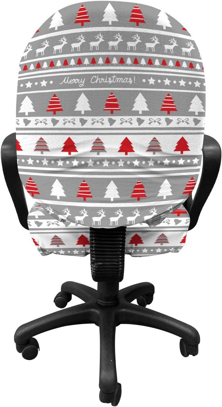 imageAmbesonne Christmas Office Chair Cover Colorful Christmas Balls Different Retro Pattern Holiday Celebration Stretchable Decorative Universal Size High Back Printed Slipcover Blue Grey Purple YellowGrey White and Red