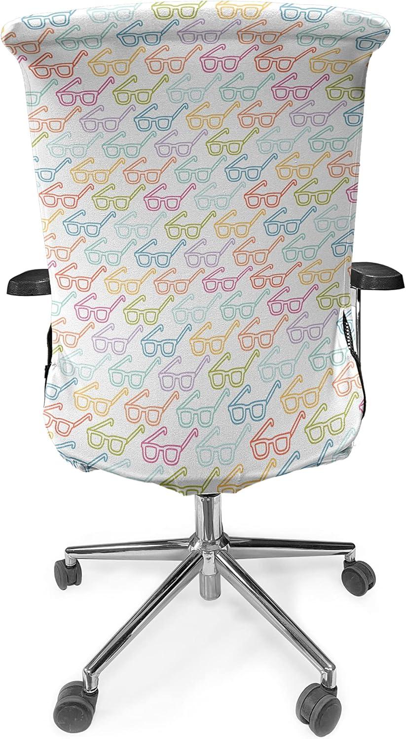 imageAmbesonne Christmas Office Chair Cover Colorful Christmas Balls Different Retro Pattern Holiday Celebration Stretchable Decorative Universal Size High Back Printed Slipcover Blue Grey Purple YellowOff White