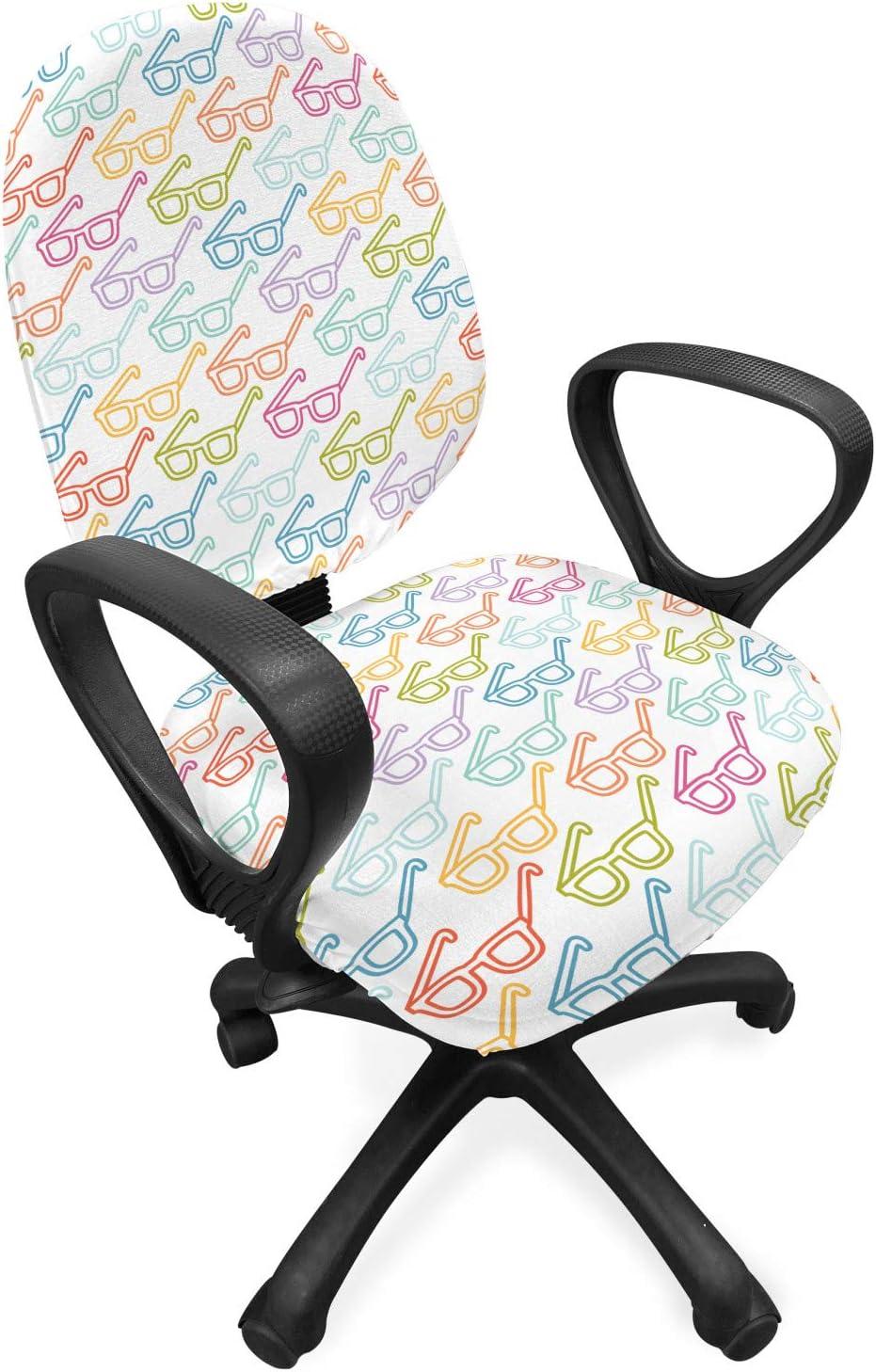 imageAmbesonne Christmas Office Chair Cover Colorful Christmas Balls Different Retro Pattern Holiday Celebration Stretchable Decorative Universal Size High Back Printed Slipcover Blue Grey Purple YellowOff White