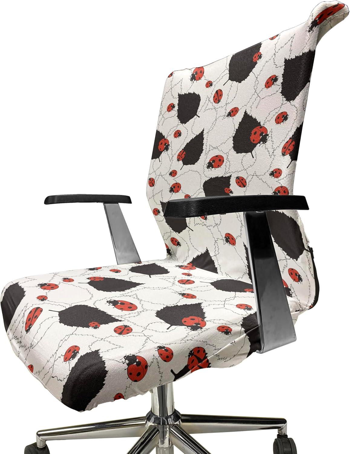 imageAmbesonne Christmas Office Chair Cover Colorful Christmas Balls Different Retro Pattern Holiday Celebration Stretchable Decorative Universal Size High Back Printed Slipcover Blue Grey Purple YellowBlack White