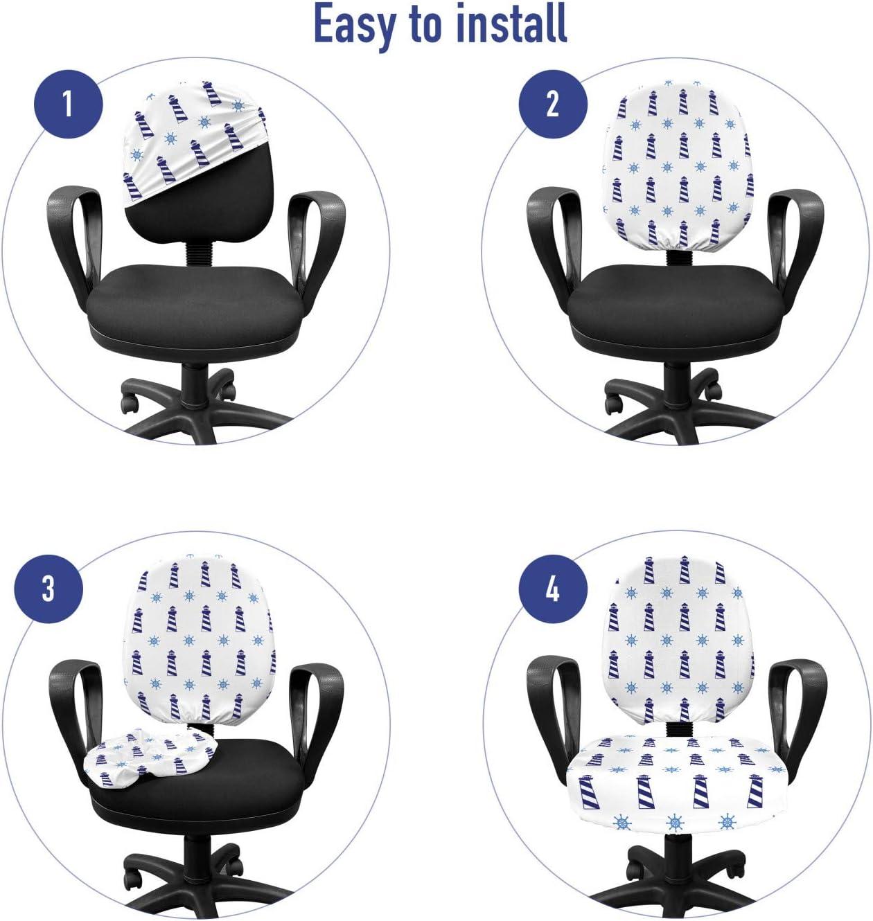 imageAmbesonne Christmas Office Chair Cover Colorful Christmas Balls Different Retro Pattern Holiday Celebration Stretchable Decorative Universal Size High Back Printed Slipcover Blue Grey Purple YellowPale Blue