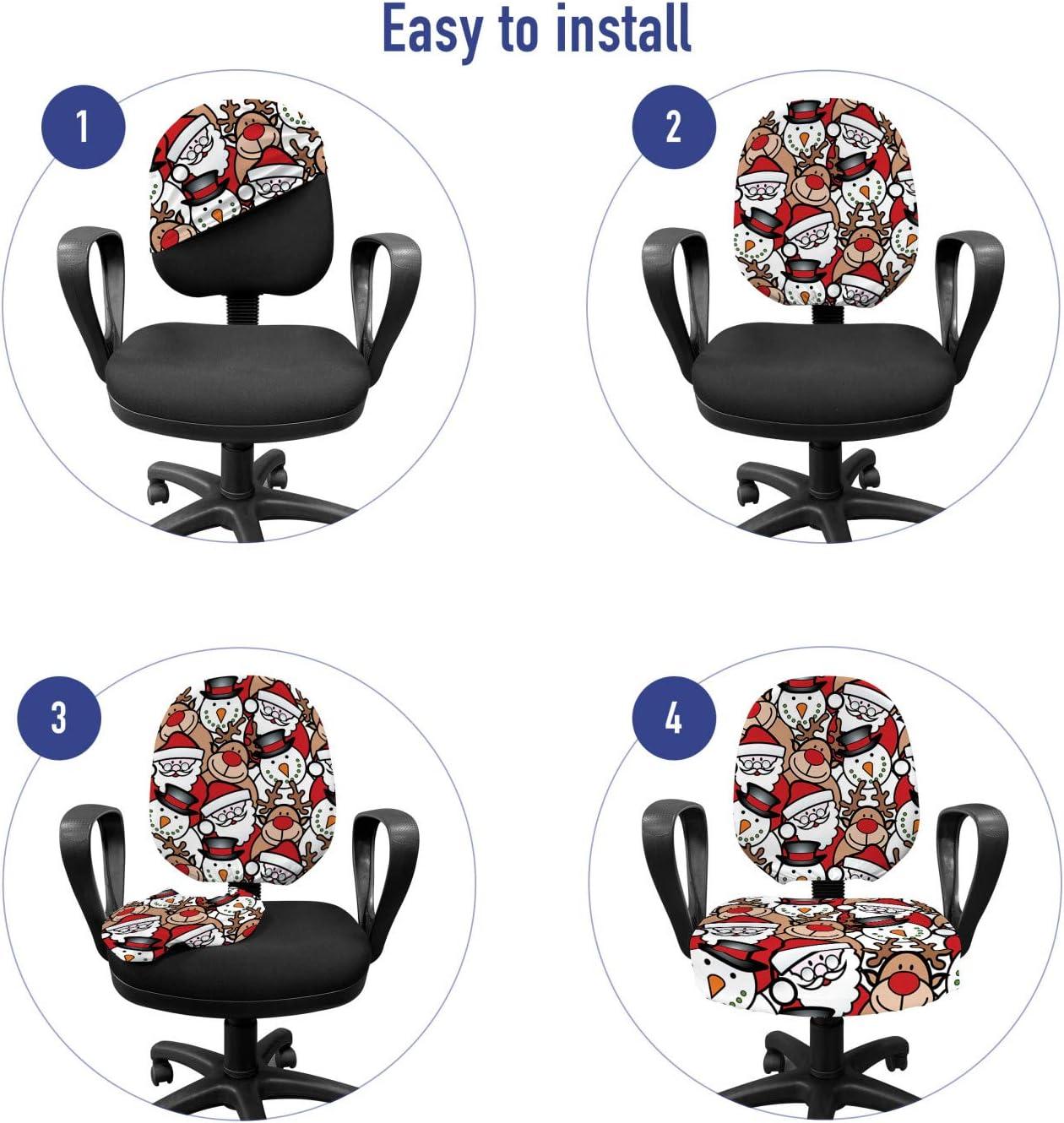 imageAmbesonne Christmas Office Chair Cover Colorful Christmas Balls Different Retro Pattern Holiday Celebration Stretchable Decorative Universal Size High Back Printed Slipcover Blue Grey Purple YellowPale Brown White and Red