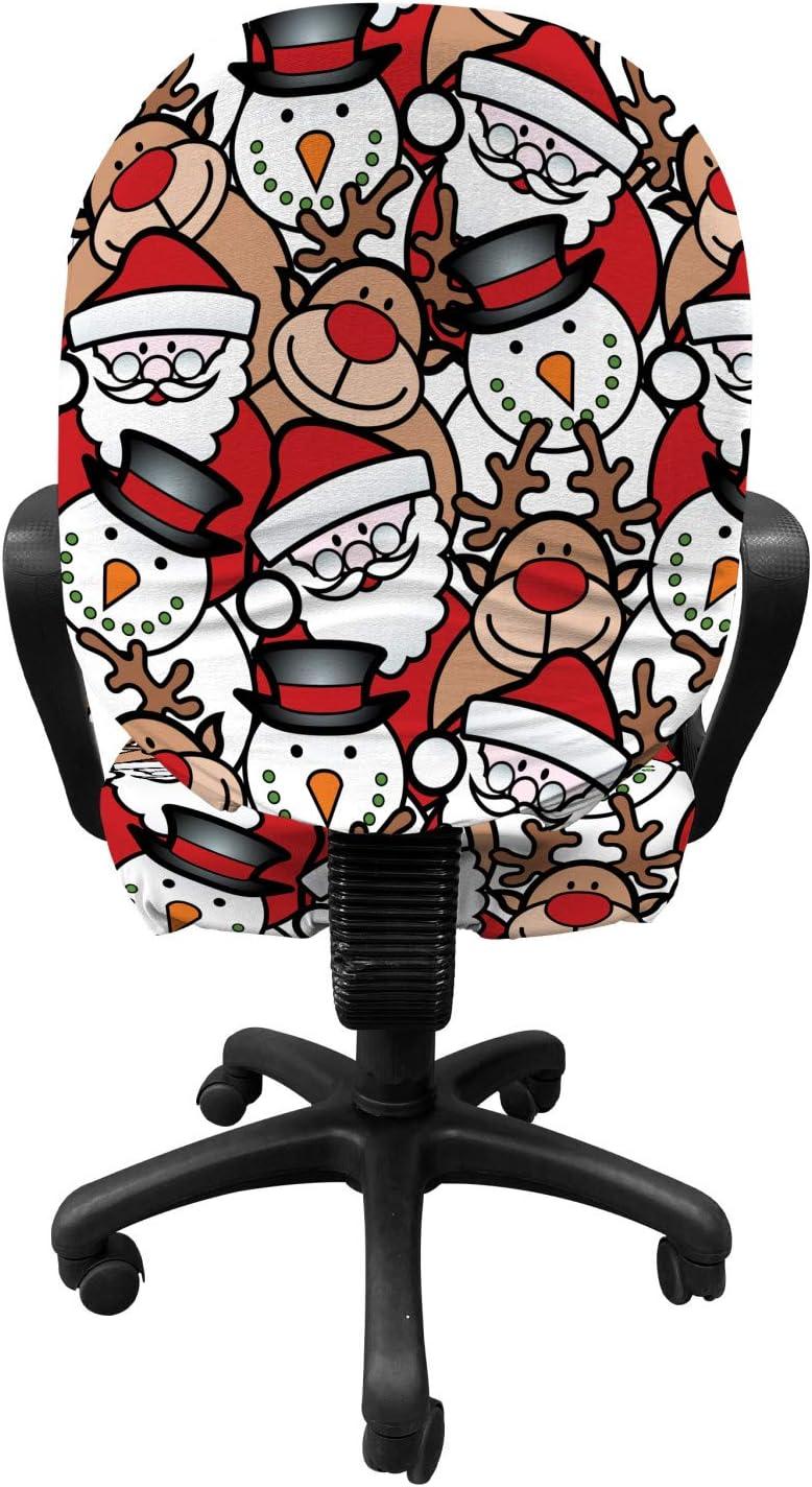 imageAmbesonne Christmas Office Chair Cover Colorful Christmas Balls Different Retro Pattern Holiday Celebration Stretchable Decorative Universal Size High Back Printed Slipcover Blue Grey Purple YellowPale Brown White and Red