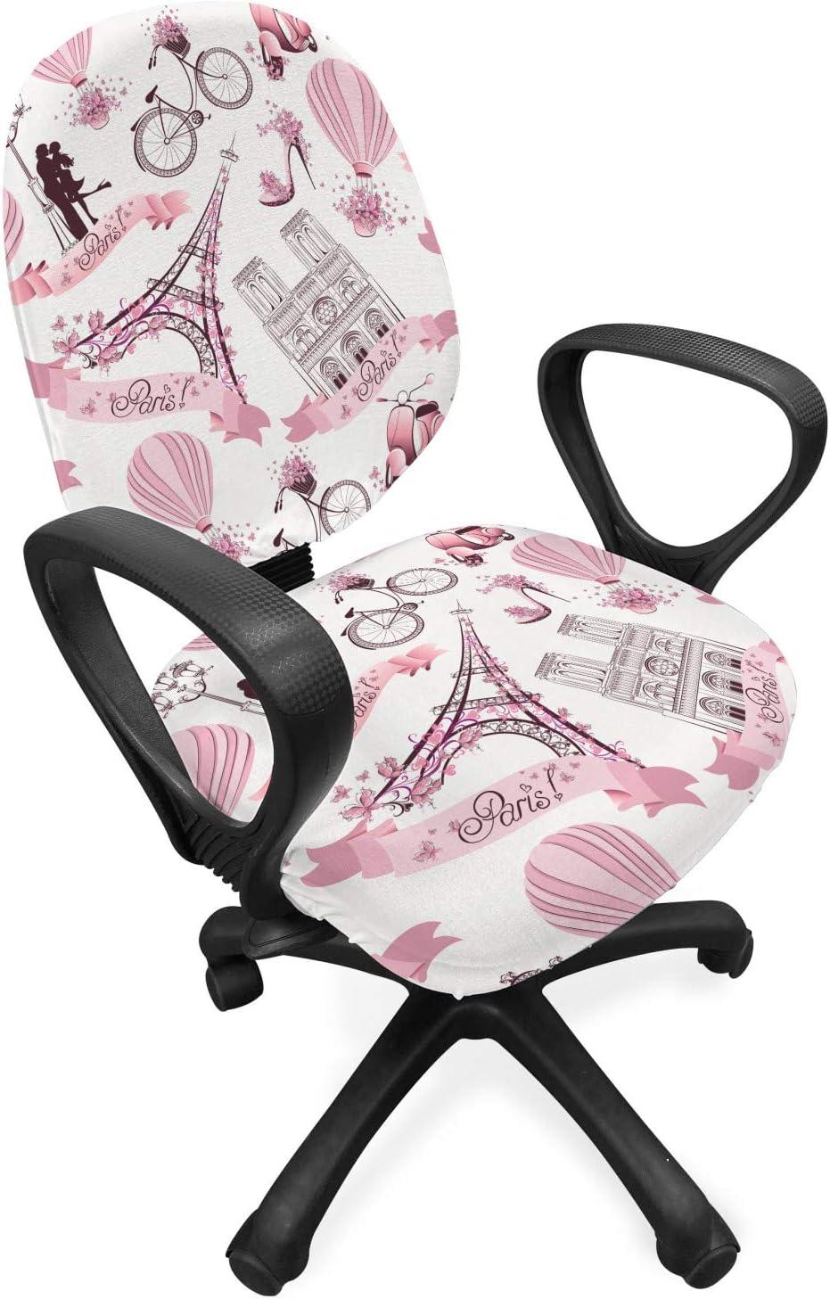 imageAmbesonne Christmas Office Chair Cover Colorful Christmas Balls Different Retro Pattern Holiday Celebration Stretchable Decorative Universal Size High Back Printed Slipcover Blue Grey Purple YellowRose Pink