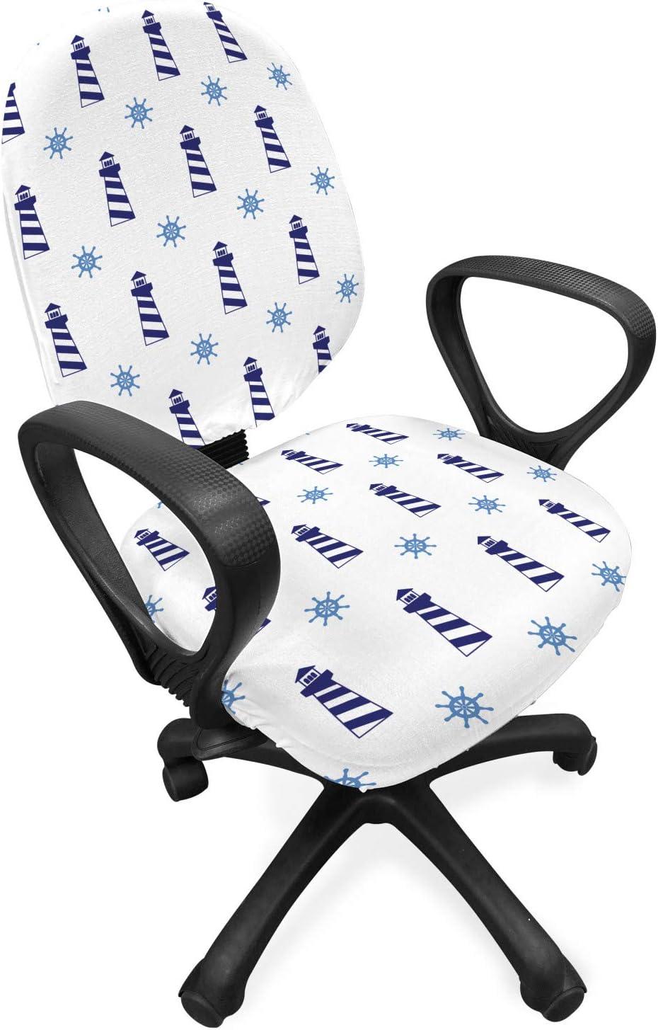 imageAmbesonne Christmas Office Chair Cover Colorful Christmas Balls Different Retro Pattern Holiday Celebration Stretchable Decorative Universal Size High Back Printed Slipcover Blue Grey Purple YellowPale Blue