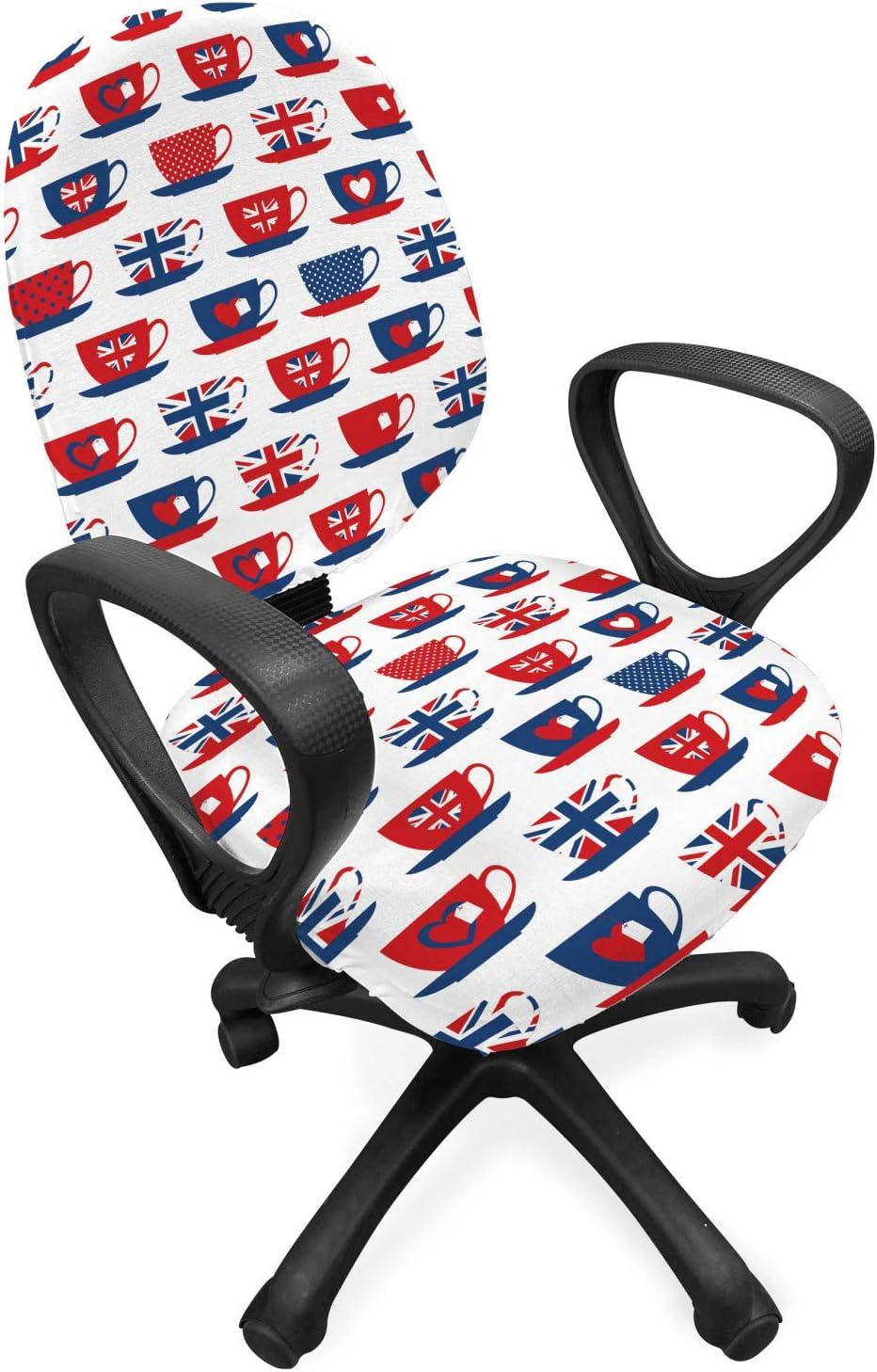 imageAmbesonne Christmas Office Chair Cover Colorful Christmas Balls Different Retro Pattern Holiday Celebration Stretchable Decorative Universal Size High Back Printed Slipcover Blue Grey Purple YellowNight Blue
