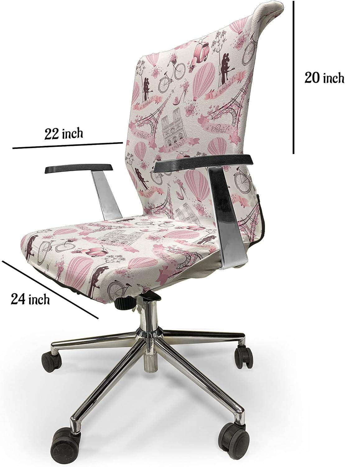 imageAmbesonne Christmas Office Chair Cover Colorful Christmas Balls Different Retro Pattern Holiday Celebration Stretchable Decorative Universal Size High Back Printed Slipcover Blue Grey Purple YellowRose Pink