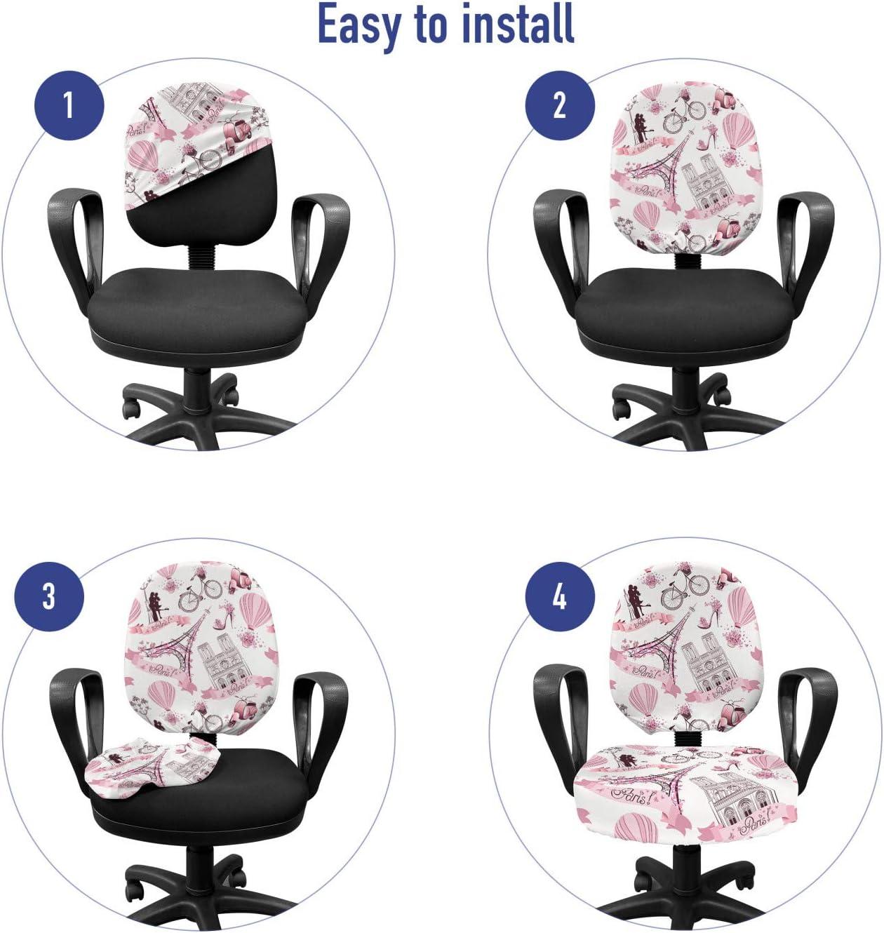 imageAmbesonne Christmas Office Chair Cover Colorful Christmas Balls Different Retro Pattern Holiday Celebration Stretchable Decorative Universal Size High Back Printed Slipcover Blue Grey Purple YellowRose Pink