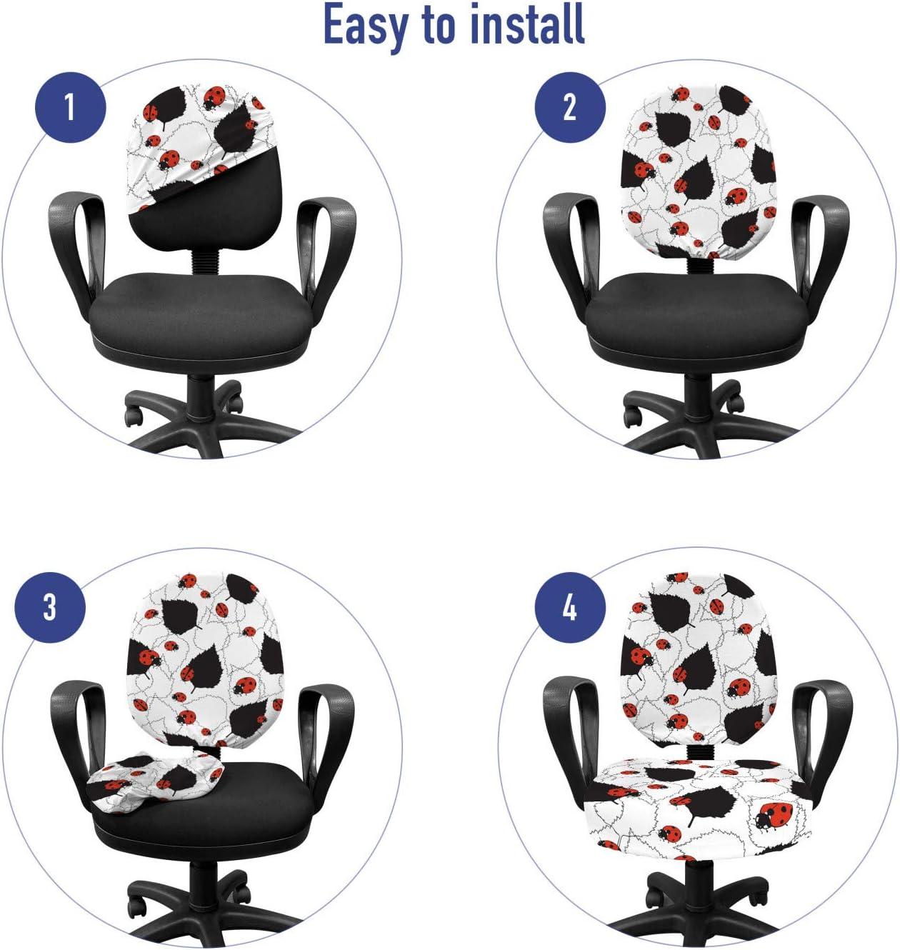 imageAmbesonne Christmas Office Chair Cover Colorful Christmas Balls Different Retro Pattern Holiday Celebration Stretchable Decorative Universal Size High Back Printed Slipcover Blue Grey Purple YellowBlack White