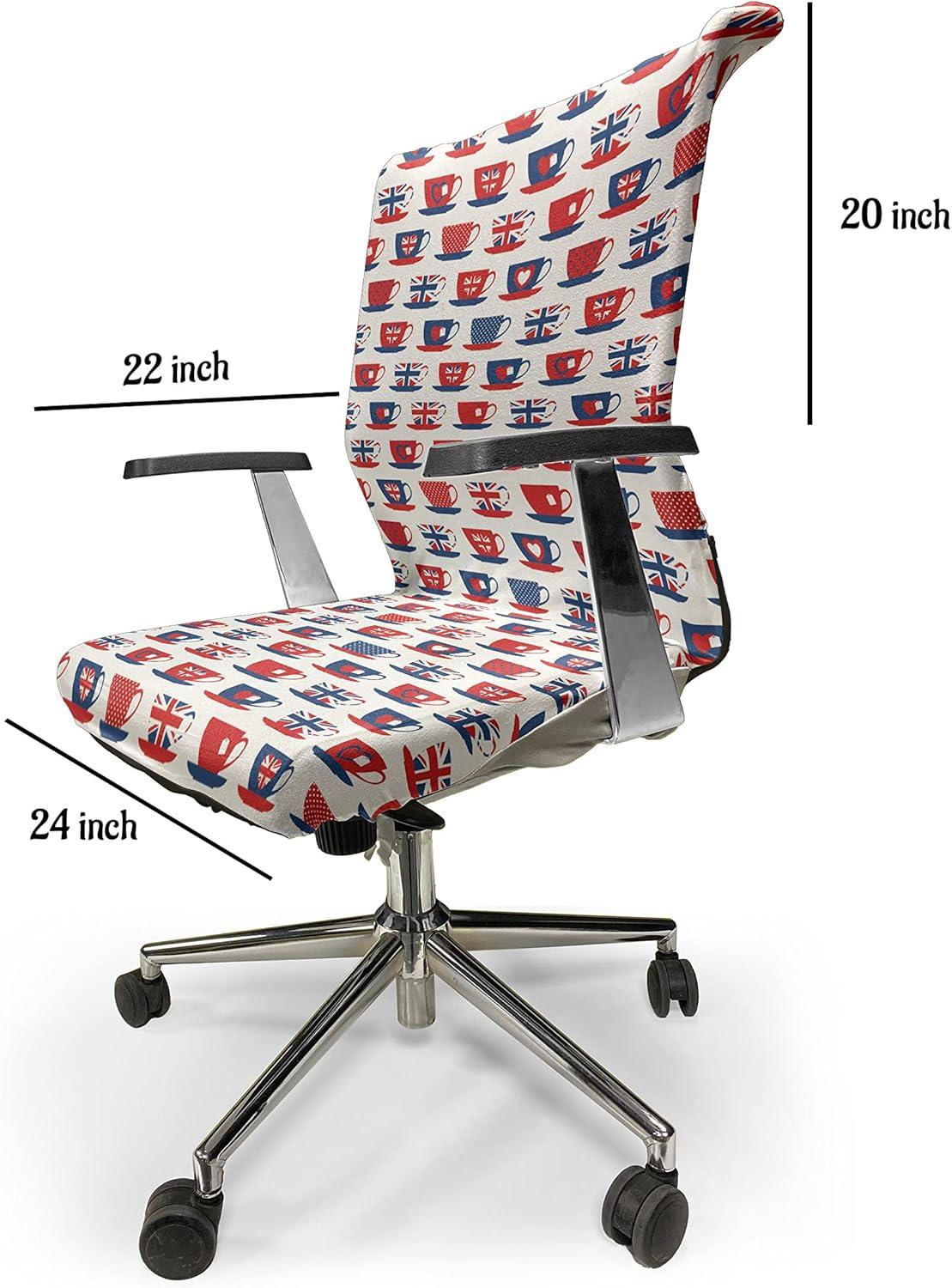 imageAmbesonne Christmas Office Chair Cover Colorful Christmas Balls Different Retro Pattern Holiday Celebration Stretchable Decorative Universal Size High Back Printed Slipcover Blue Grey Purple YellowNight Blue