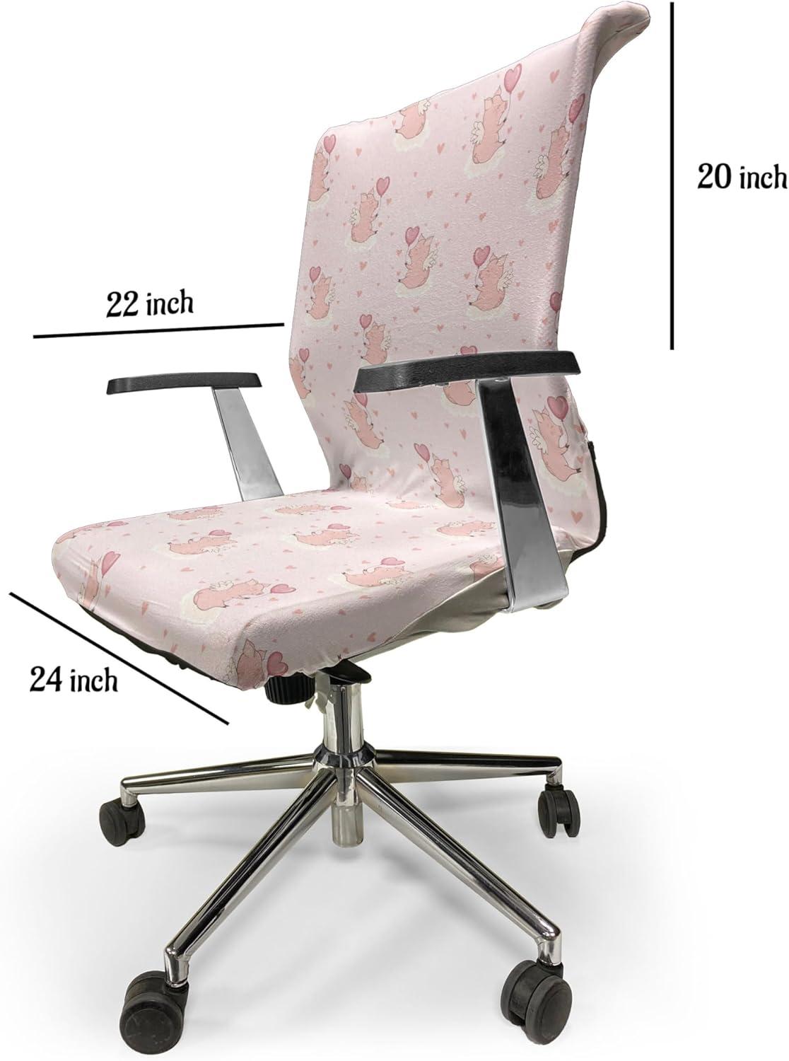 imageAmbesonne Christmas Office Chair Cover Colorful Christmas Balls Different Retro Pattern Holiday Celebration Stretchable Decorative Universal Size High Back Printed Slipcover Blue Grey Purple YellowPink Rose
