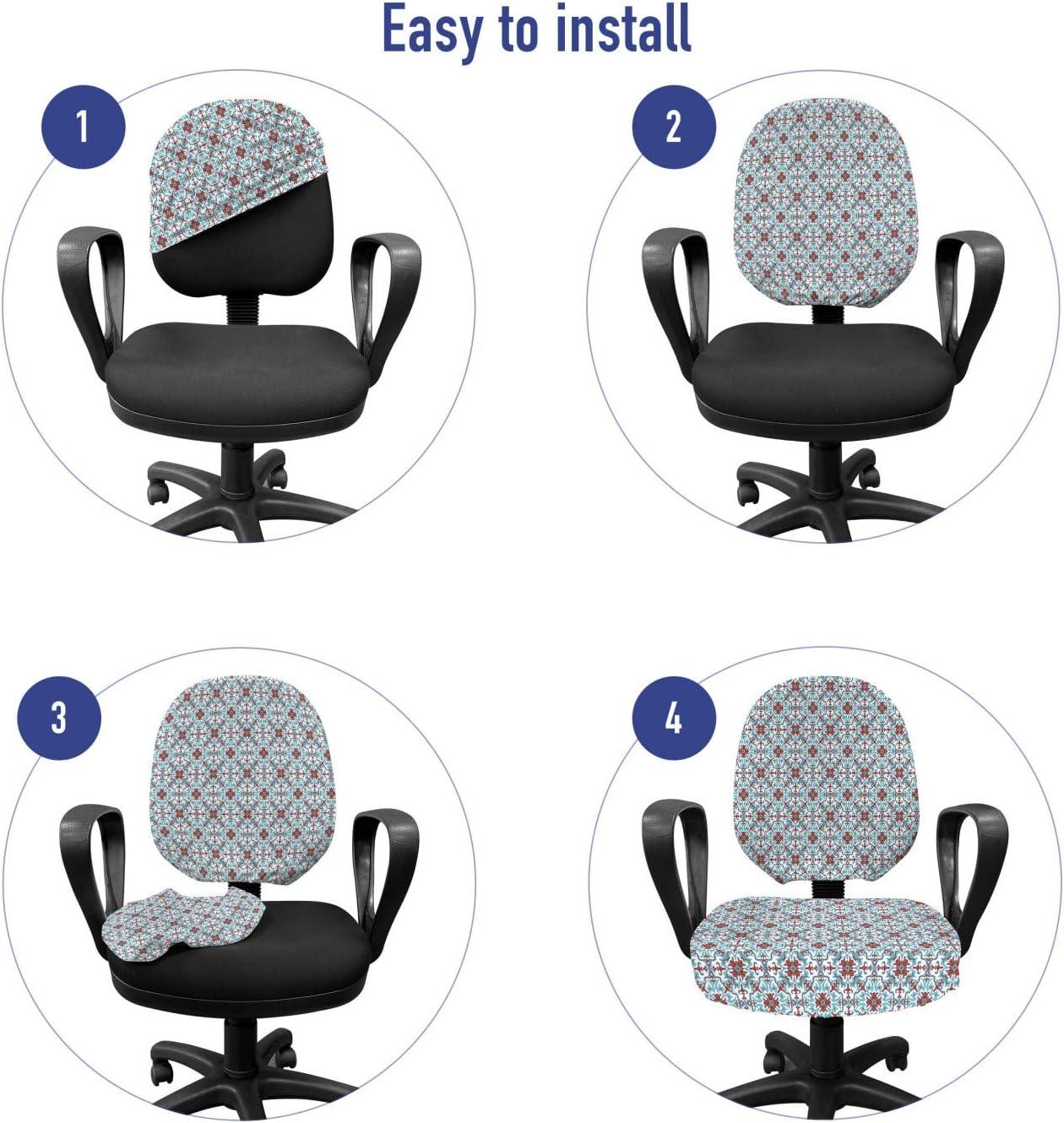 imageAmbesonne Christmas Office Chair Cover Colorful Christmas Balls Different Retro Pattern Holiday Celebration Stretchable Decorative Universal Size High Back Printed Slipcover Blue Grey Purple YellowBlue Green