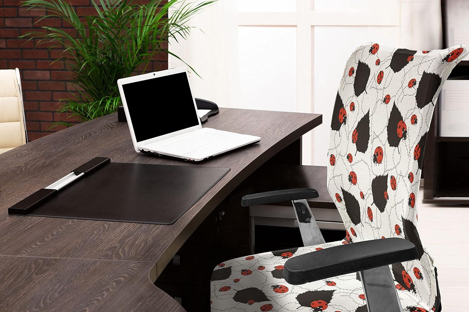 imageAmbesonne Christmas Office Chair Cover Colorful Christmas Balls Different Retro Pattern Holiday Celebration Stretchable Decorative Universal Size High Back Printed Slipcover Blue Grey Purple YellowBlack White