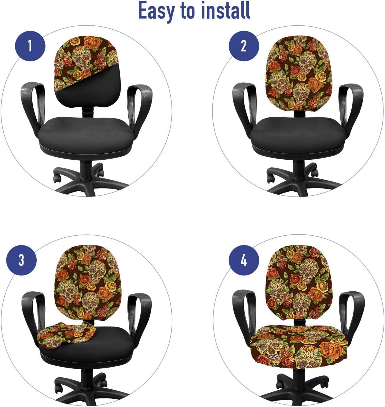 imageAmbesonne Christmas Office Chair Cover Colorful Christmas Balls Different Retro Pattern Holiday Celebration Stretchable Decorative Universal Size High Back Printed Slipcover Blue Grey Purple YellowPale Green Yellow Orange
