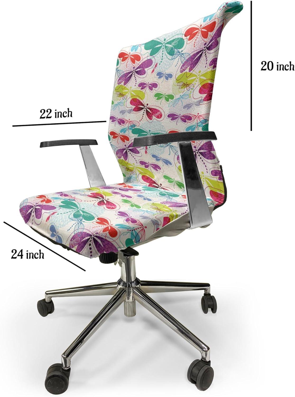 imageAmbesonne Christmas Office Chair Cover Colorful Christmas Balls Different Retro Pattern Holiday Celebration Stretchable Decorative Universal Size High Back Printed Slipcover Blue Grey Purple YellowPink Teal