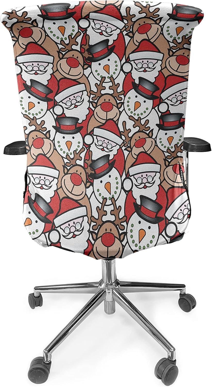 imageAmbesonne Christmas Office Chair Cover Colorful Christmas Balls Different Retro Pattern Holiday Celebration Stretchable Decorative Universal Size High Back Printed Slipcover Blue Grey Purple YellowPale Brown White and Red
