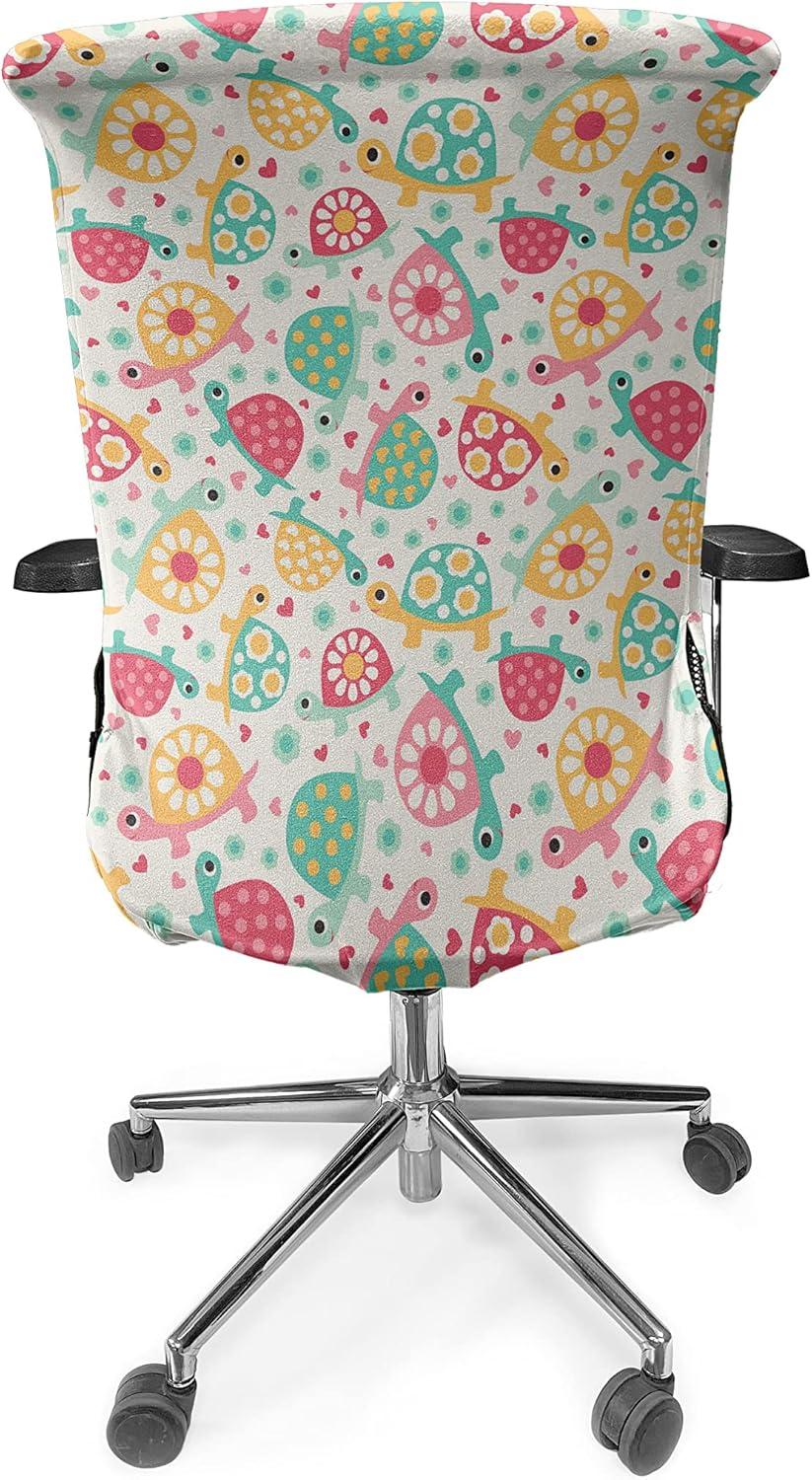 imageAmbesonne Christmas Office Chair Slipcover Vivid of Joyous Holiday Celebration Jumping Dancing Cheery Cartoon for Yule Protective Stretch Decorative Fabric Cover Standard Size Green RedTeal Magenta