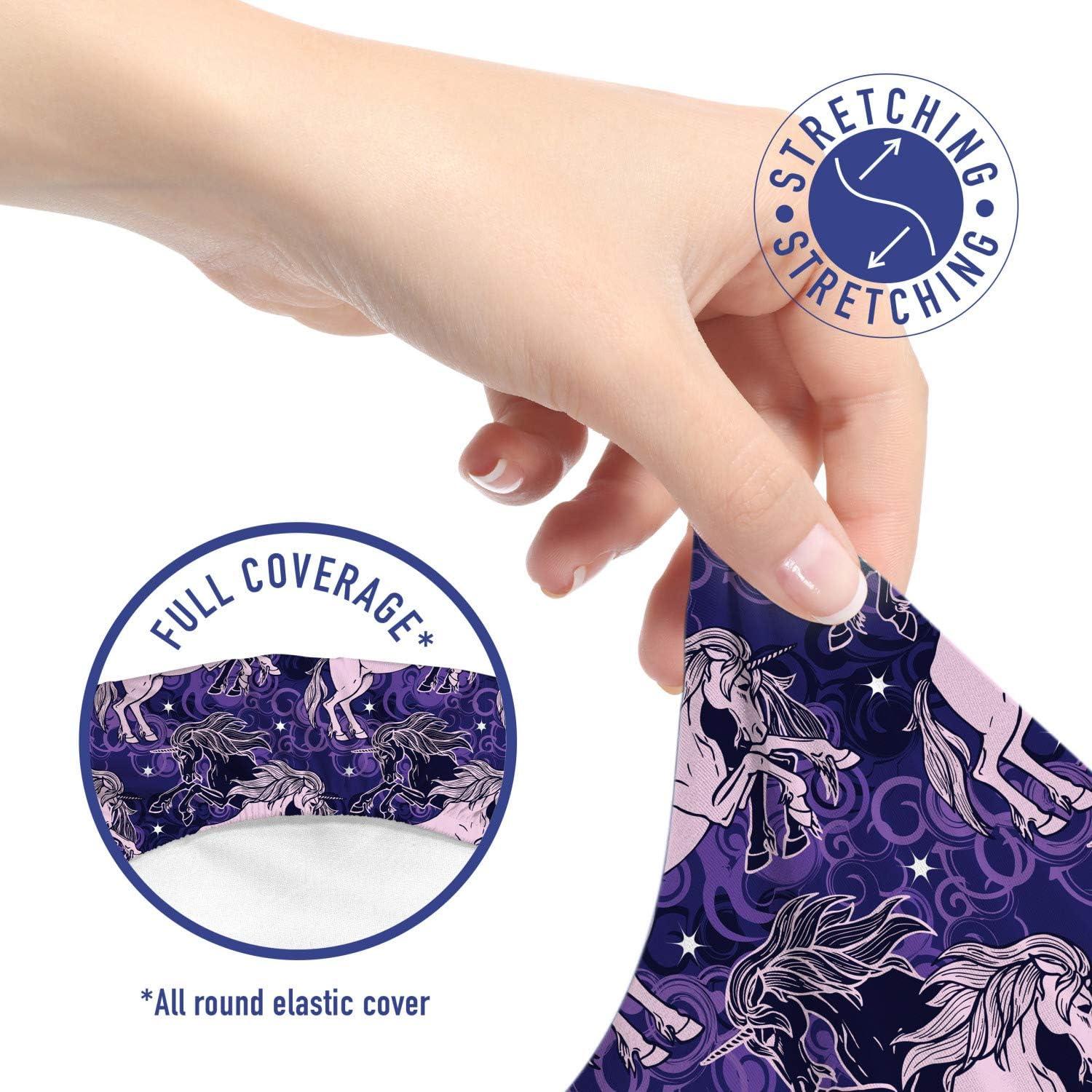 imageAmbesonne Christmas Office Chair Slipcover Vivid of Joyous Holiday Celebration Jumping Dancing Cheery Cartoon for Yule Protective Stretch Decorative Fabric Cover Standard Size Green RedLilac Indigo