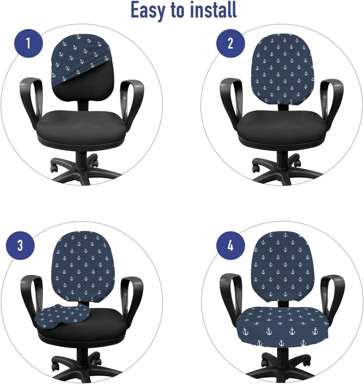 imageAmbesonne Christmas Office Chair Slipcover Vivid of Joyous Holiday Celebration Jumping Dancing Cheery Cartoon for Yule Protective Stretch Decorative Fabric Cover Standard Size Green RedBluegrey White