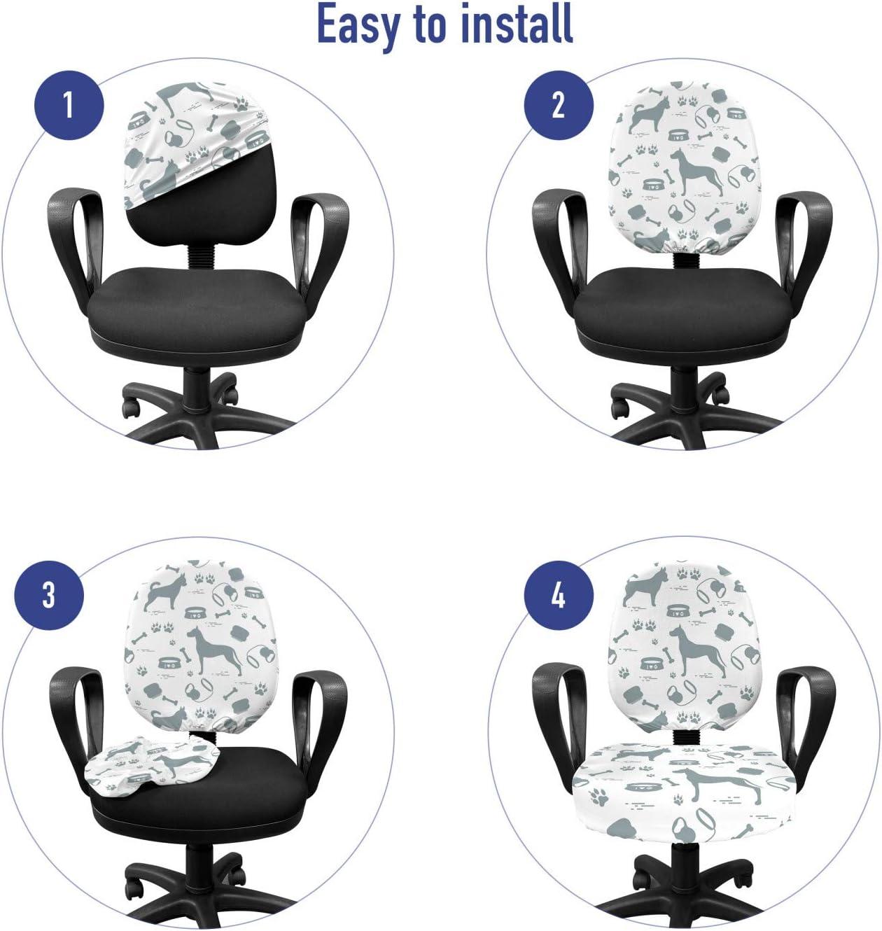 imageAmbesonne Christmas Office Chair Slipcover Vivid of Joyous Holiday Celebration Jumping Dancing Cheery Cartoon for Yule Protective Stretch Decorative Fabric Cover Standard Size Green RedWhite Blue