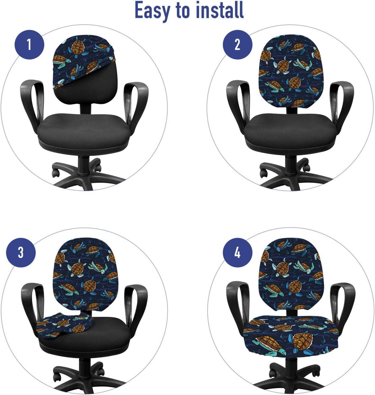 imageAmbesonne Christmas Office Chair Slipcover Vivid of Joyous Holiday Celebration Jumping Dancing Cheery Cartoon for Yule Protective Stretch Decorative Fabric Cover Standard Size Green RedNavy Brown